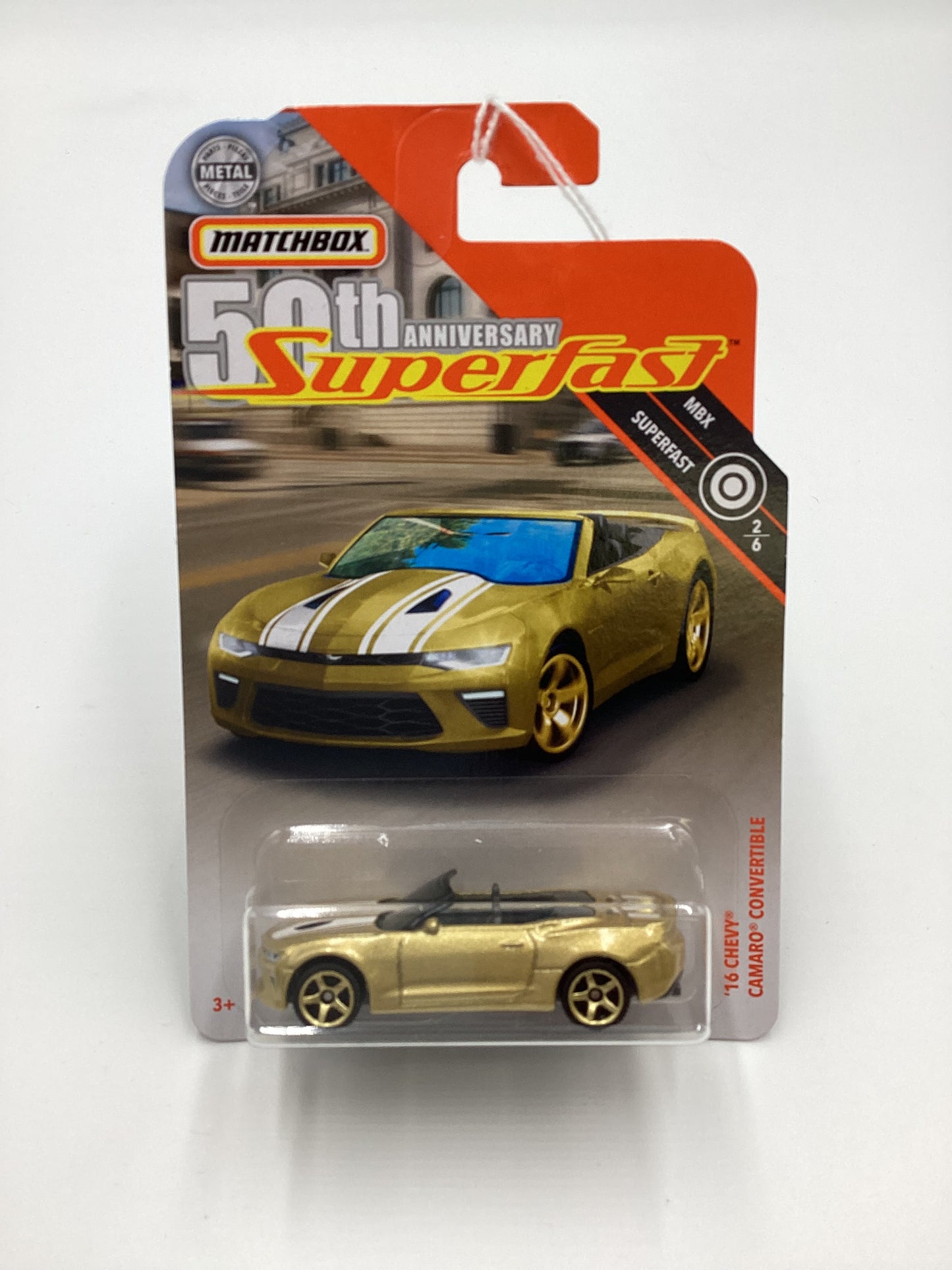 2019 Matchbox 50th Anniversary Superfast Gold 16 Chevy Camaro Convertible Gold 163G