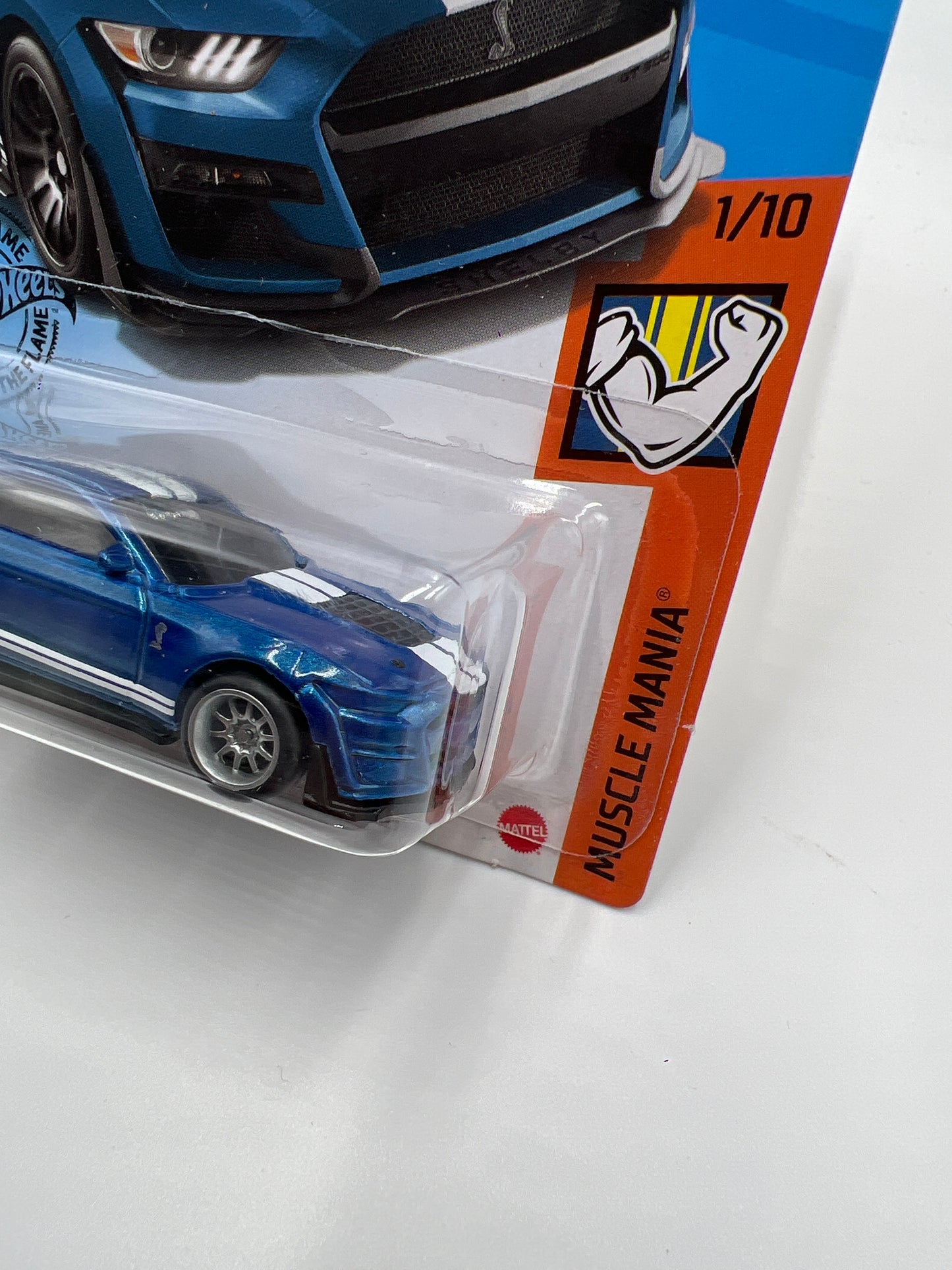 Hot Wheels 2020 Ford Mustang Shelby GT500 Blue Wheel Swap Custom On Card W/Protector