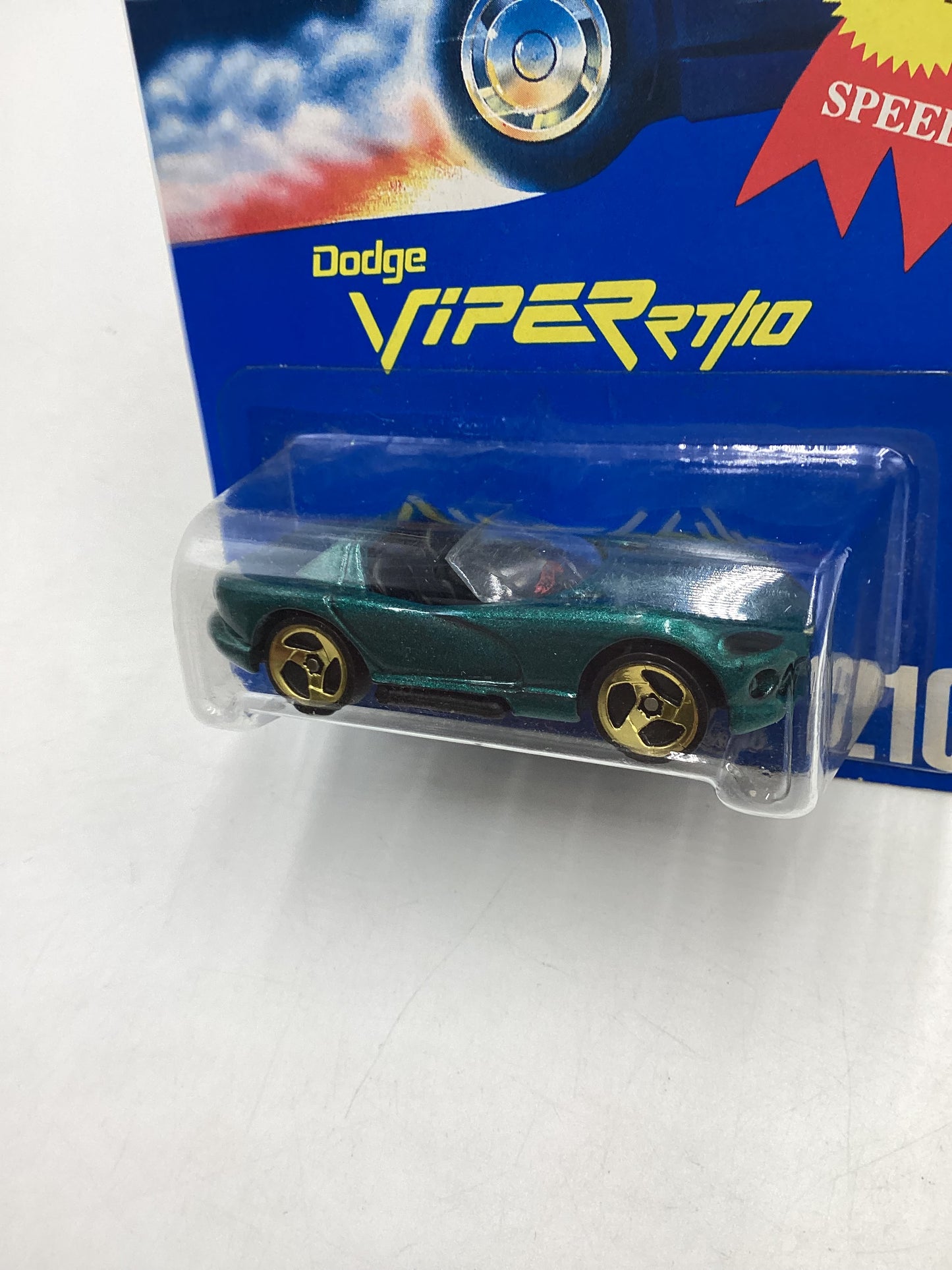 Hot Wheels Blue Card Collector No. 210 Dodge Viper R/T 10 Green 3SP Gold Wheels 240F