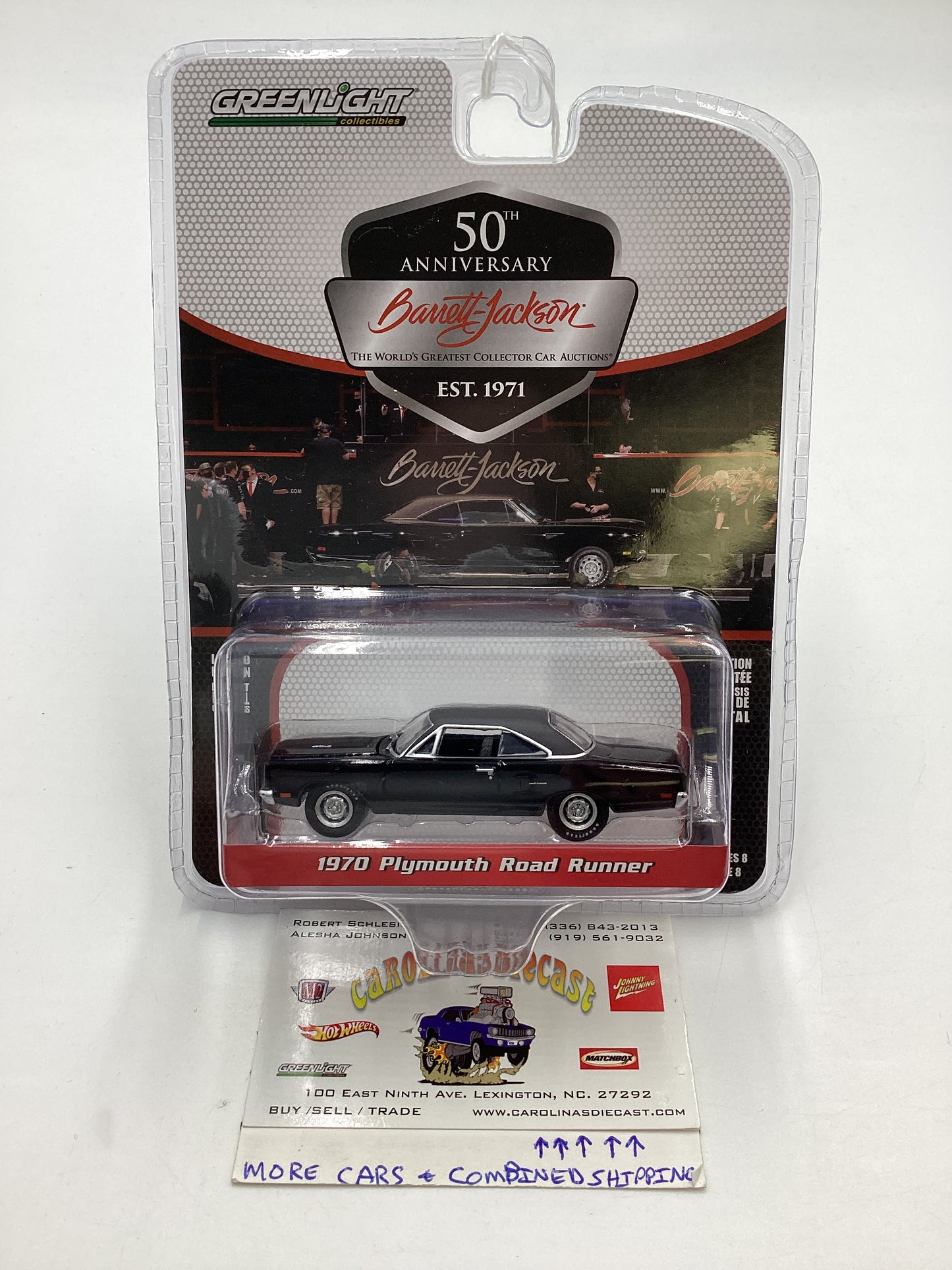 Greenlight 50th Anniversary Barrett-Jackson Series 8 1970 Plymouth Road Runner Black 180G