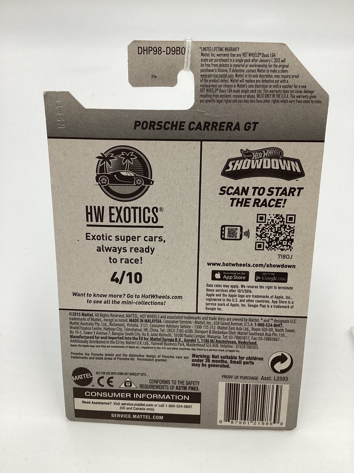 2016 Hot Wheels #74 Porsche Carrera GT Matte Black 99C