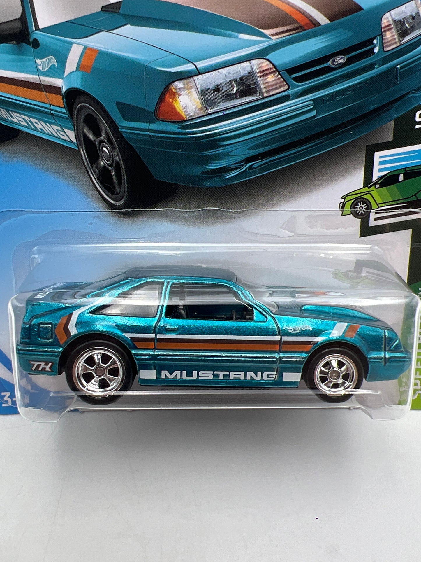 2019 Hot Wheels Super Treasure Hunt #152 92 Ford Mustang Foxbody Blue W/Protector