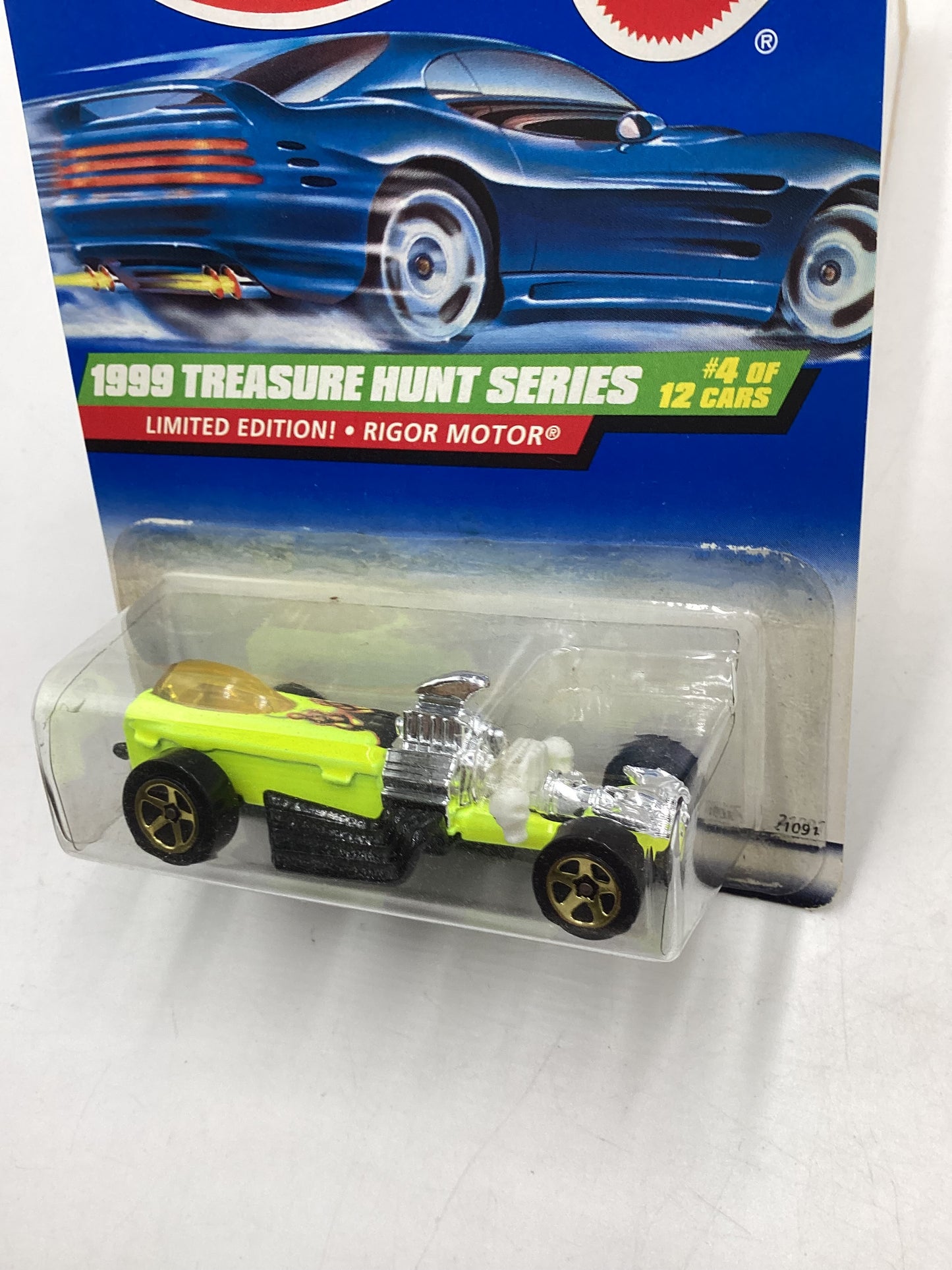 1999 Hot Wheels Treasure Hunt Series 4/12 Rigor Motor #932 (Cracked Blister) 277O