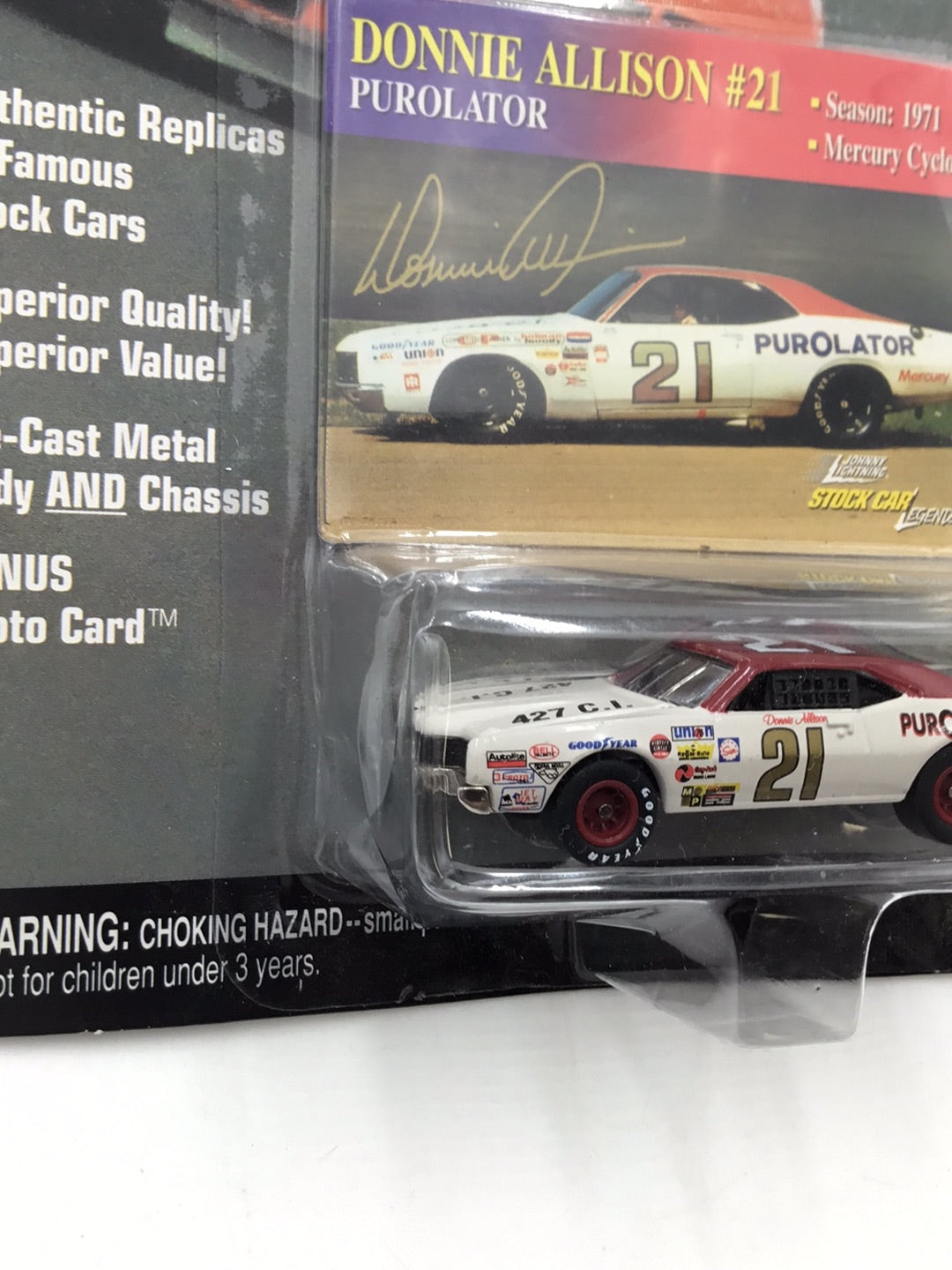 Johnny lightning Stock Car Legends #21 Donnie Allison Mercury Cyclone #2 OO1