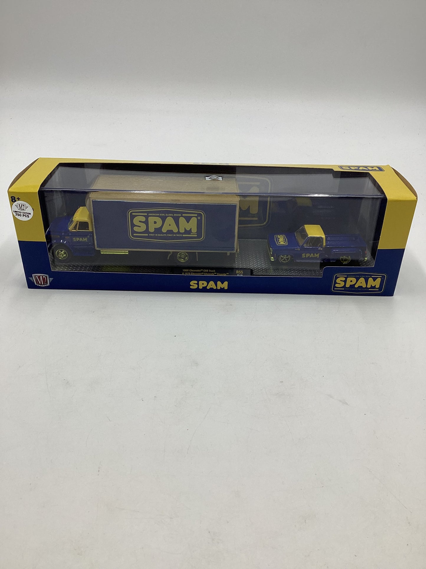 M2 Machines CHASE 1/750 Spam 1968 Chevrolet C60 Truck & 1979 Chevy Silverado Stepside R55