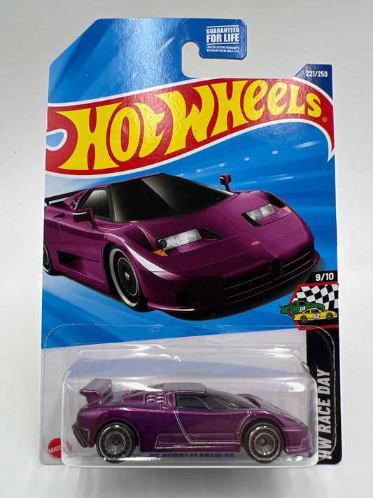2025 Hot Wheels Super Treasure Hunt #221 94 Bugatti EB110 SS Purple W/Protector