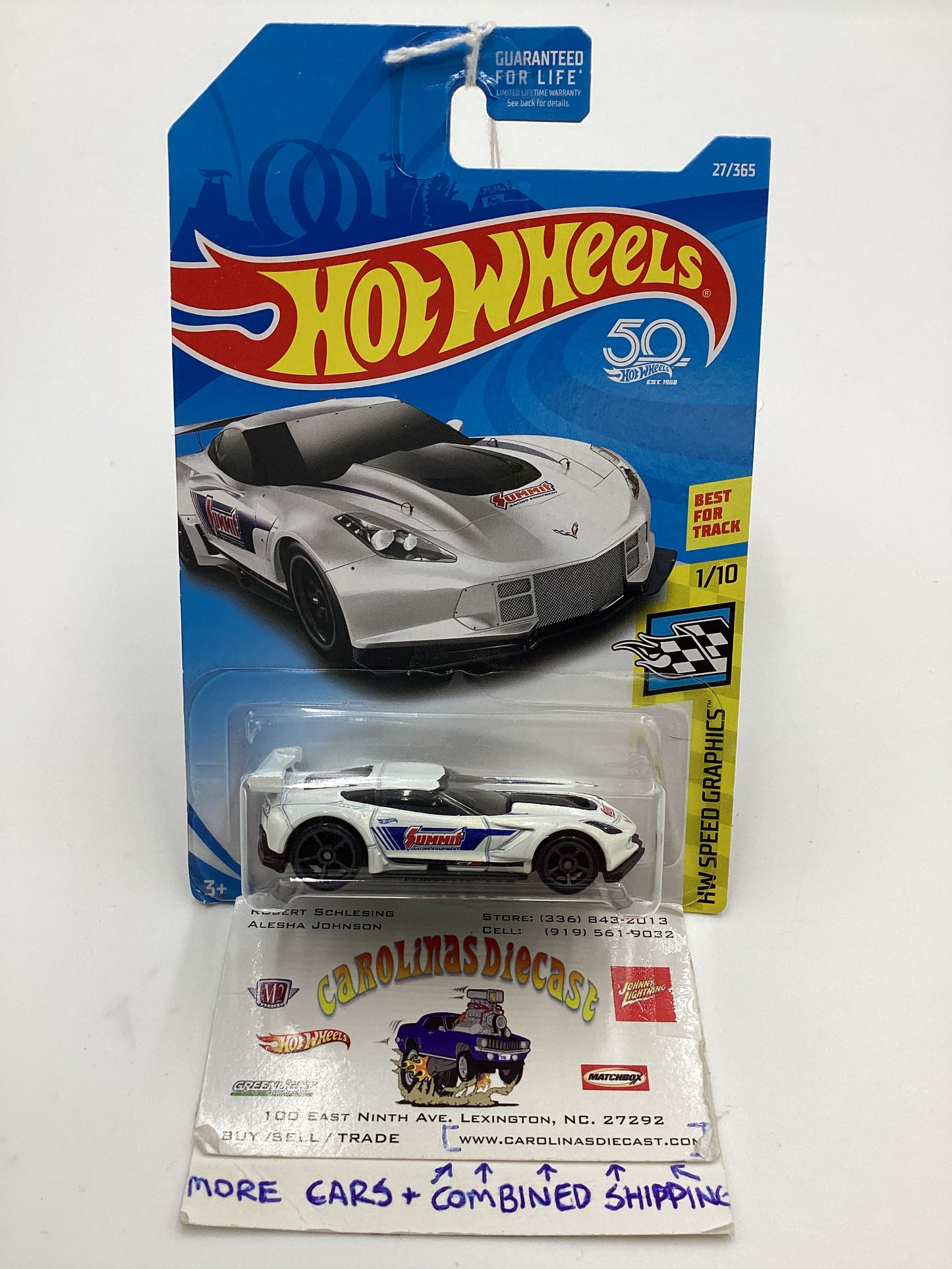 2018 Hot Wheels #27 Corvette C7.R White Summit 1C