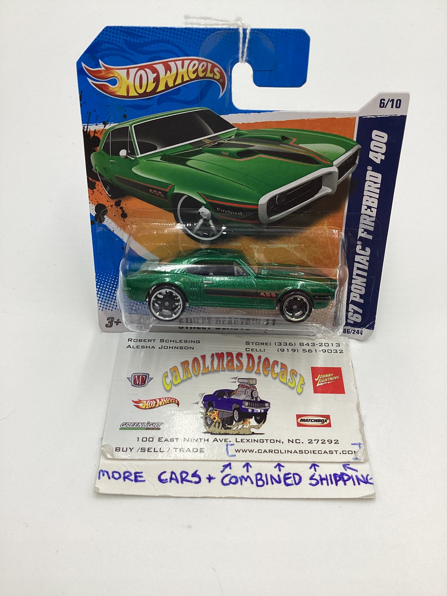 2011 Hot Wheels #86 67 Pontiac Firebird 400 Green Short Card Crushed Blister 59F