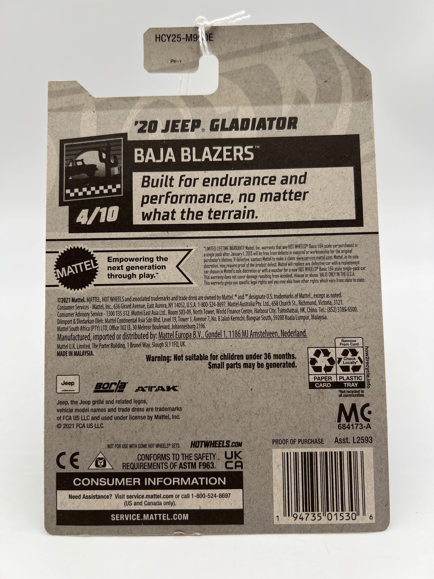 2022 Hot Wheels Walmart Exclusive Zamac 2 #26 20 Jeep Gladiator Borla 145B