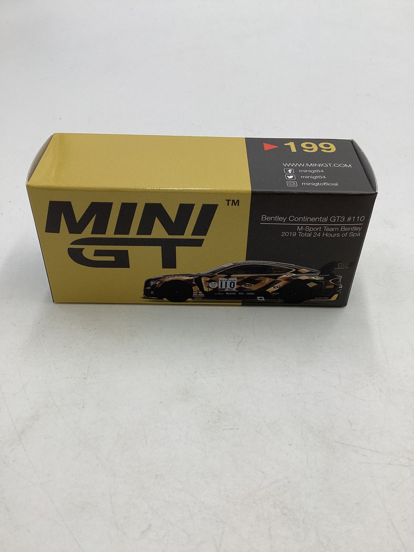 Mini GT #199 Bentley Continental GT3 #110 M-Sport Team Bentley 2019 Total 24 Hours of Spa