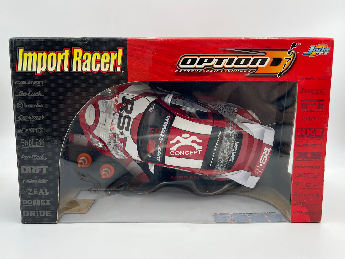 Jada 1:18 Scale Import Racer Option D Nissan Z Red/White W/Adjustable Camber