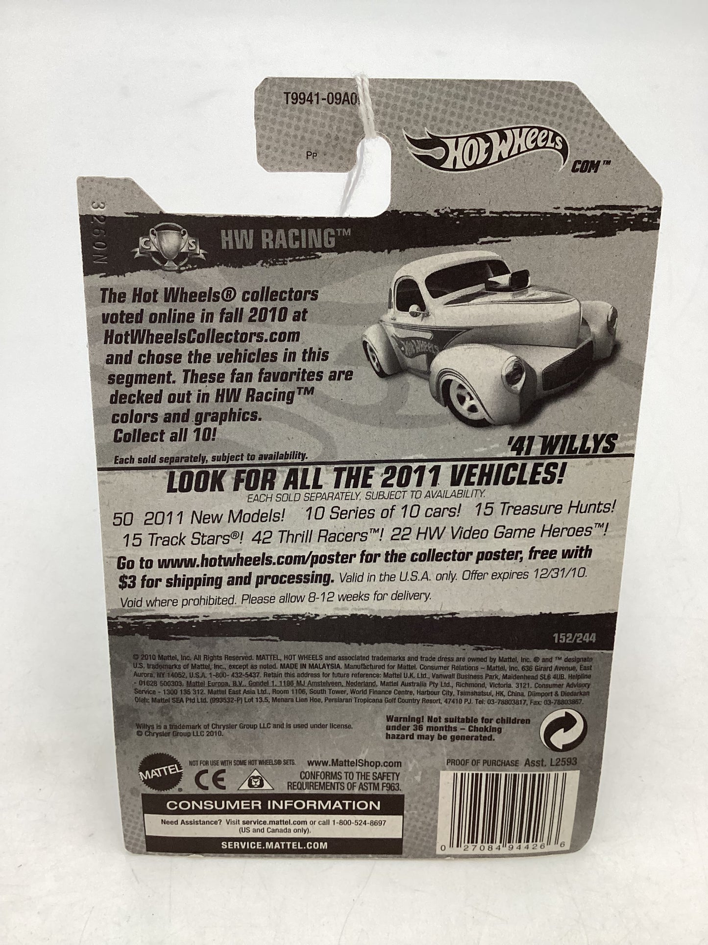 2011 Hot Wheels #152 41 Willys White 25A