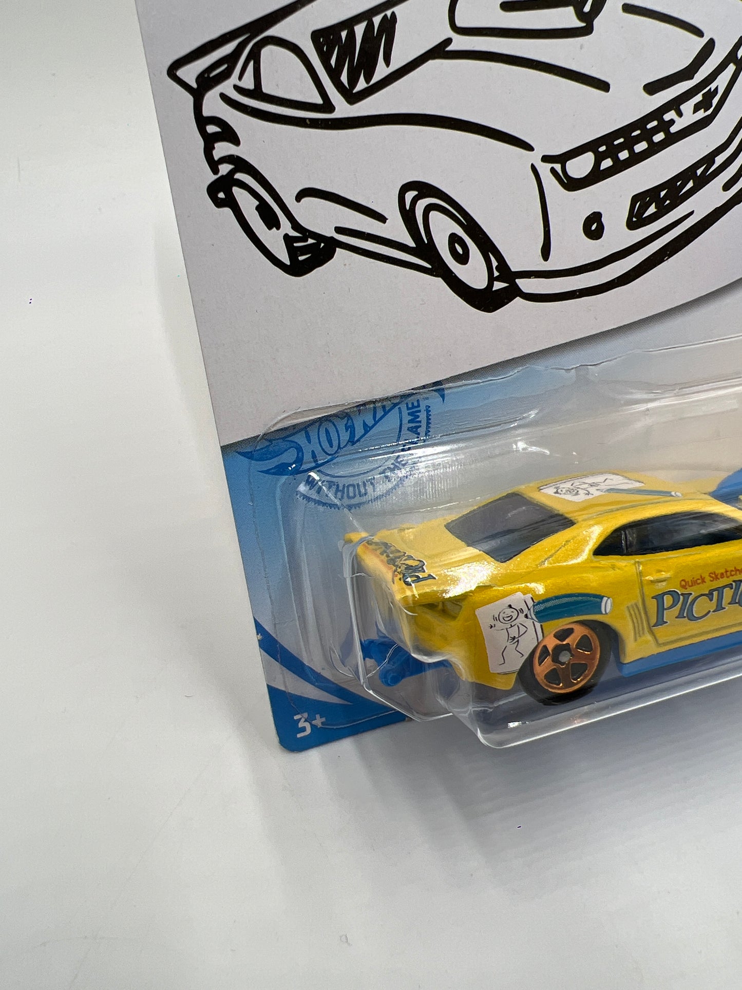 2019 Hot Wheels Kroger Exclusive #149 10 Pro Stock Camaro Green/Yellow Pictionary Sketch Card W/Protectors Cracked Blisters