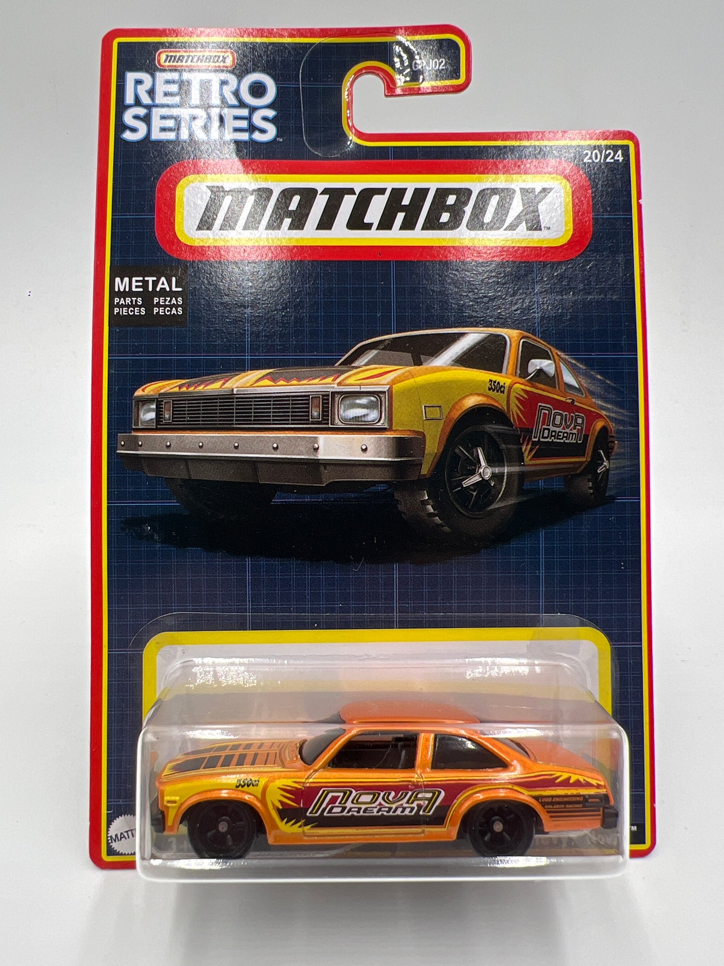 Matchbox Retro Series 1979 Chevy Nova Orange Wheel Swap Custom On Card W/Protector SR