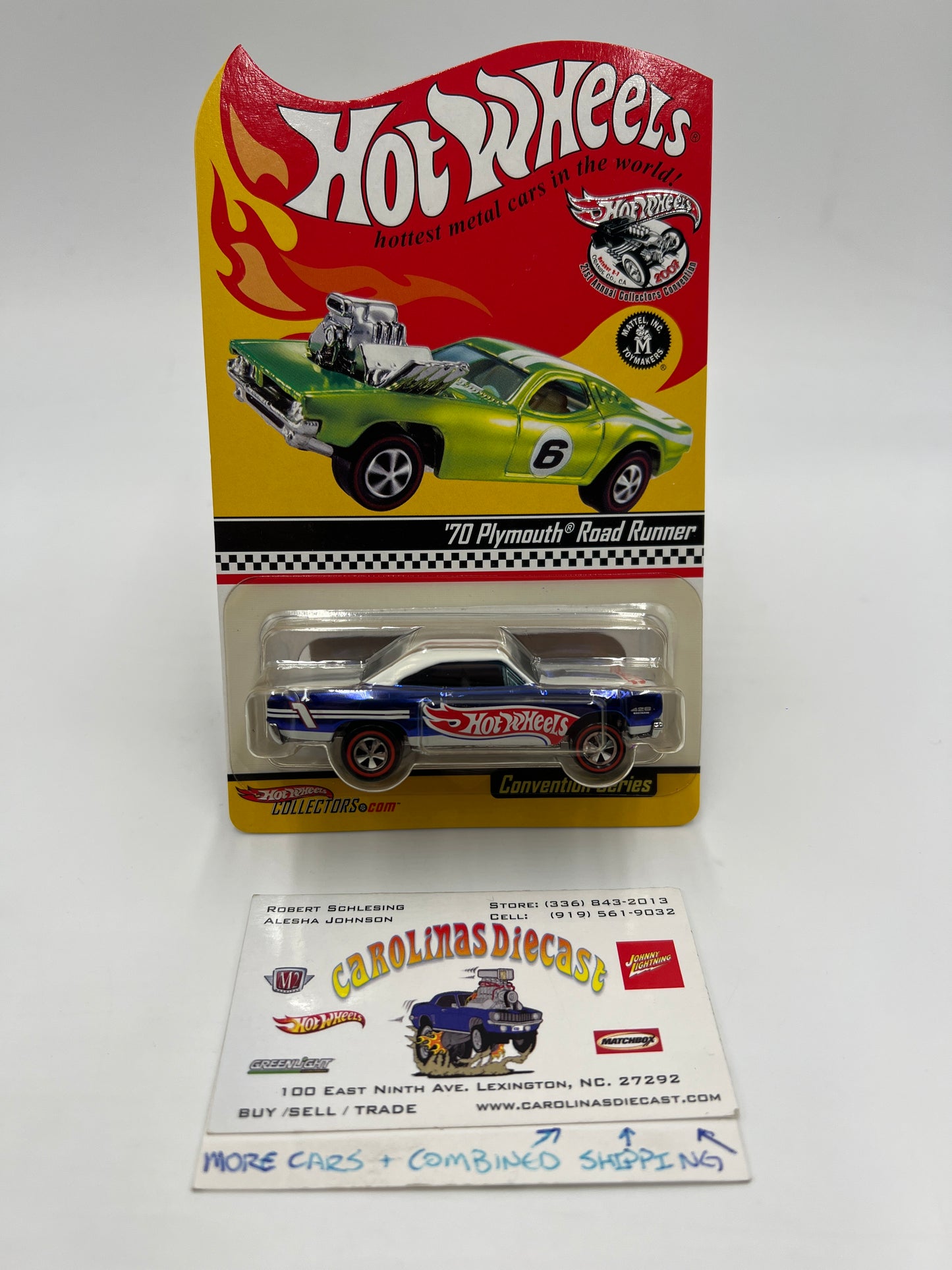 2007 Hot Wheels 21st Annual Collectors Convention 1628/10000 70 Plymouth Road Runner Blue W/Protector
