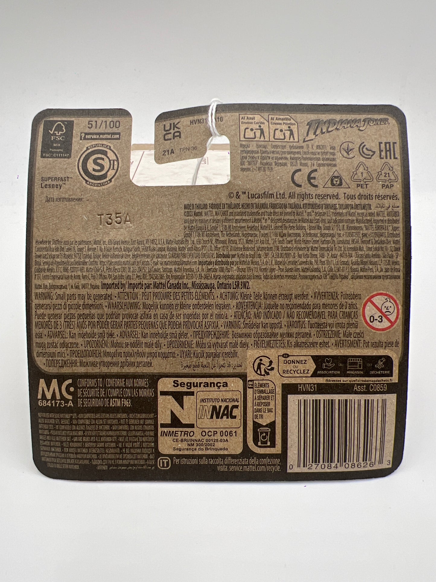 2024 Matchbox #51 Indiana Jones MBX Tangiers Tuk Tuk Red Short Card 212B