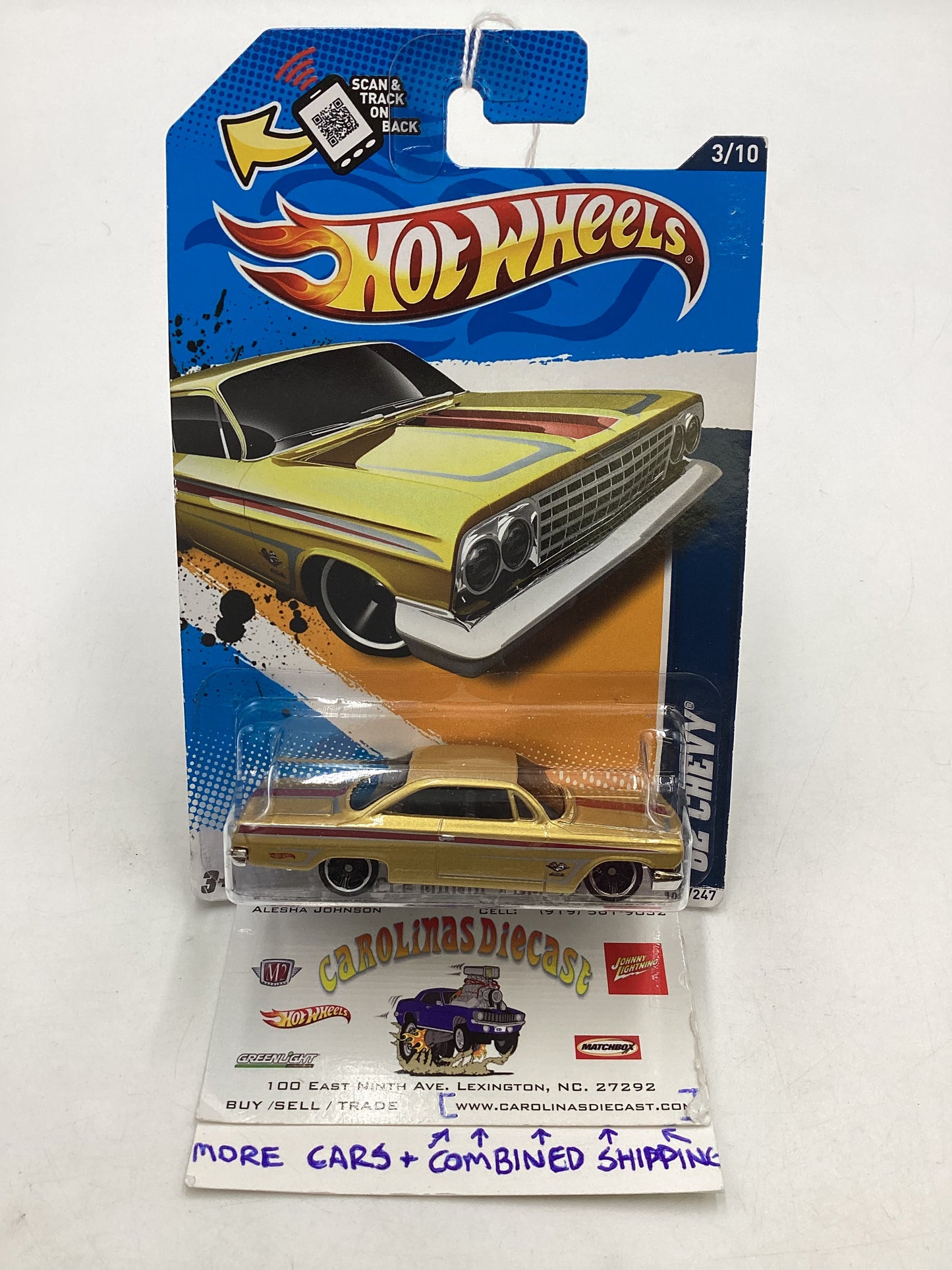 2012 Hot Wheels #103 62 Chevy Gold 8D