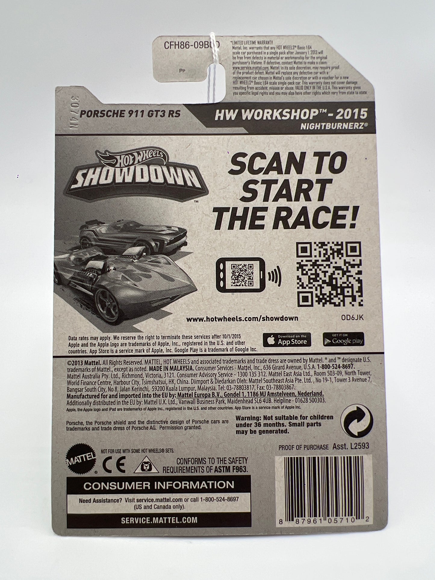 2015 Hot Wheels Workshop #196 Porsche 911 GT3 RS Yellow 99C