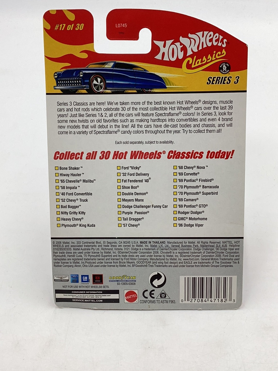 Hot Wheels Classics Series 3 #17 Dodge Challenger Funny Car 157B