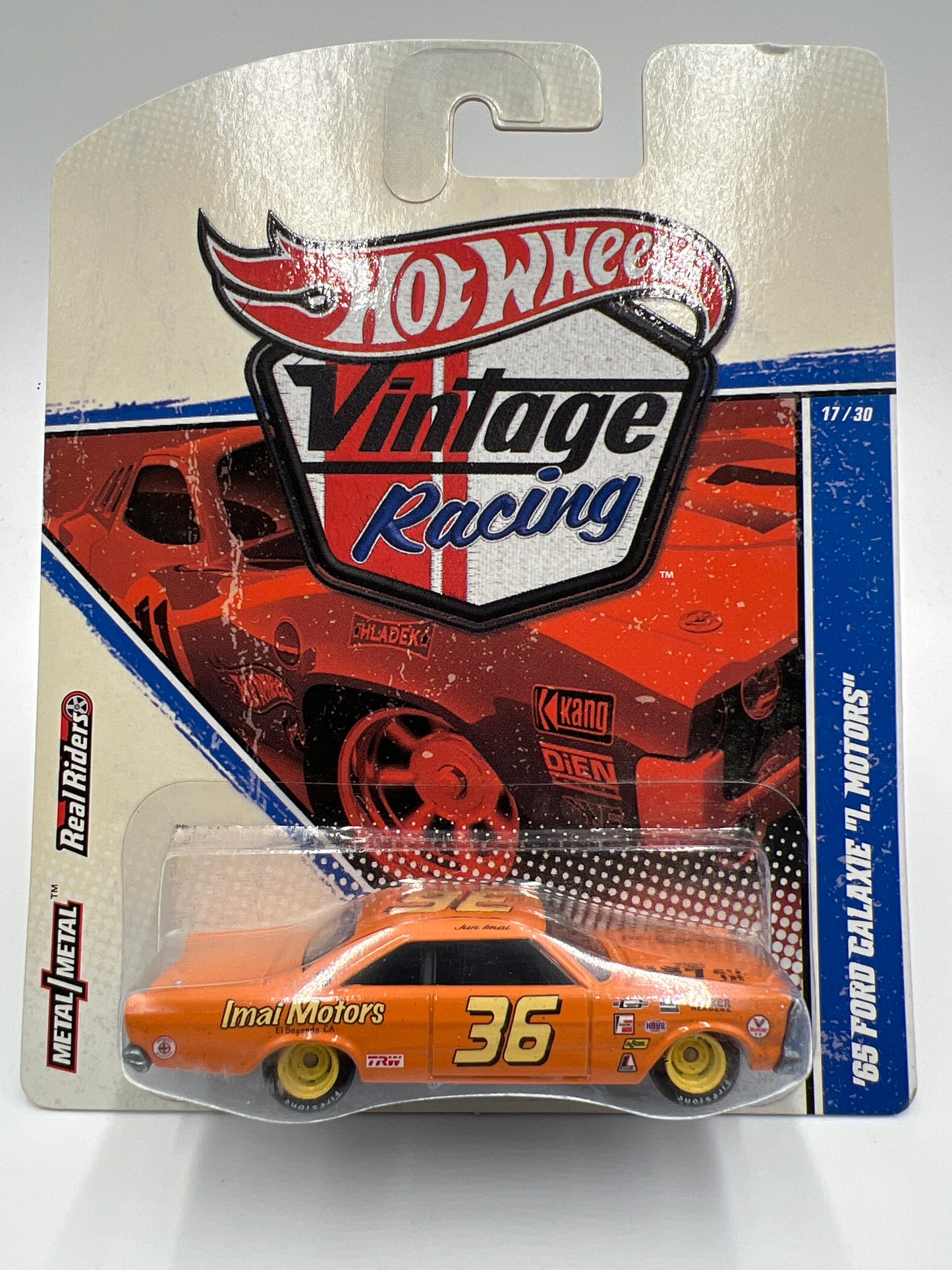 Hot Wheels Premium Vintage Racing #17 65 Ford Galaxie I. Motors Orange W/Protector