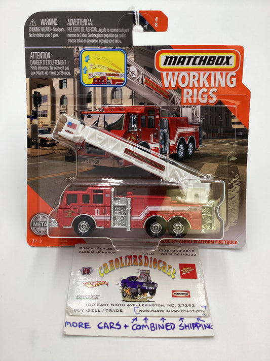 2019 Matchbox Working rigs #4 San Diego Pierce Velocity Aerial Platform Fire Truck 166A