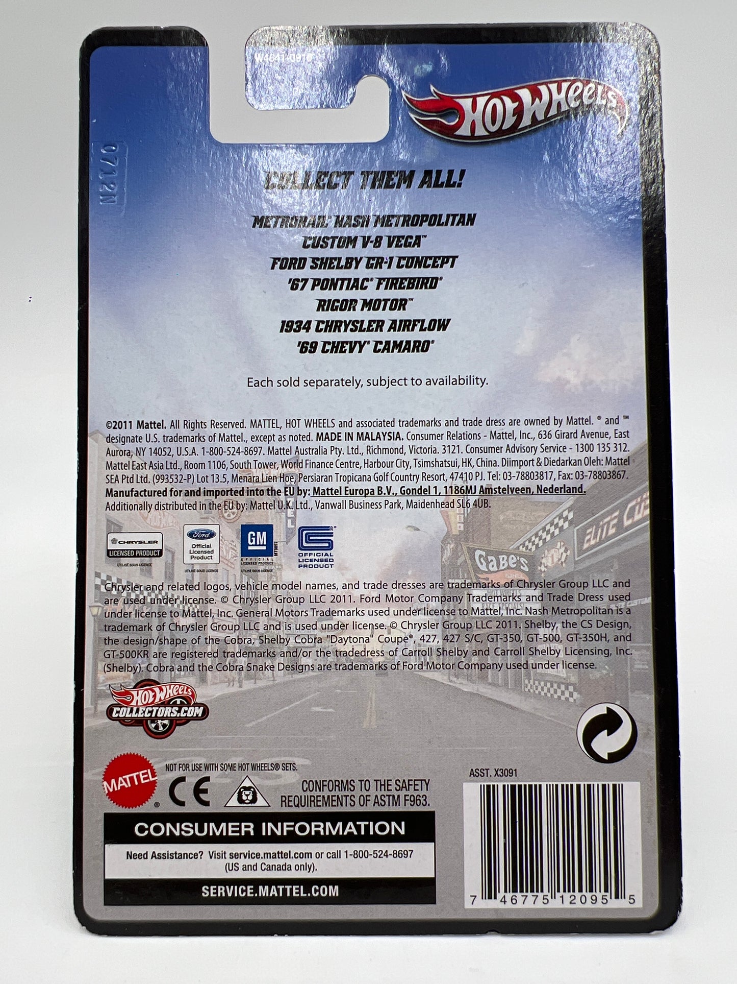 Hot Wheels Boulevard Big Hits 69 Chevy Camaro Blue Cracked Blister