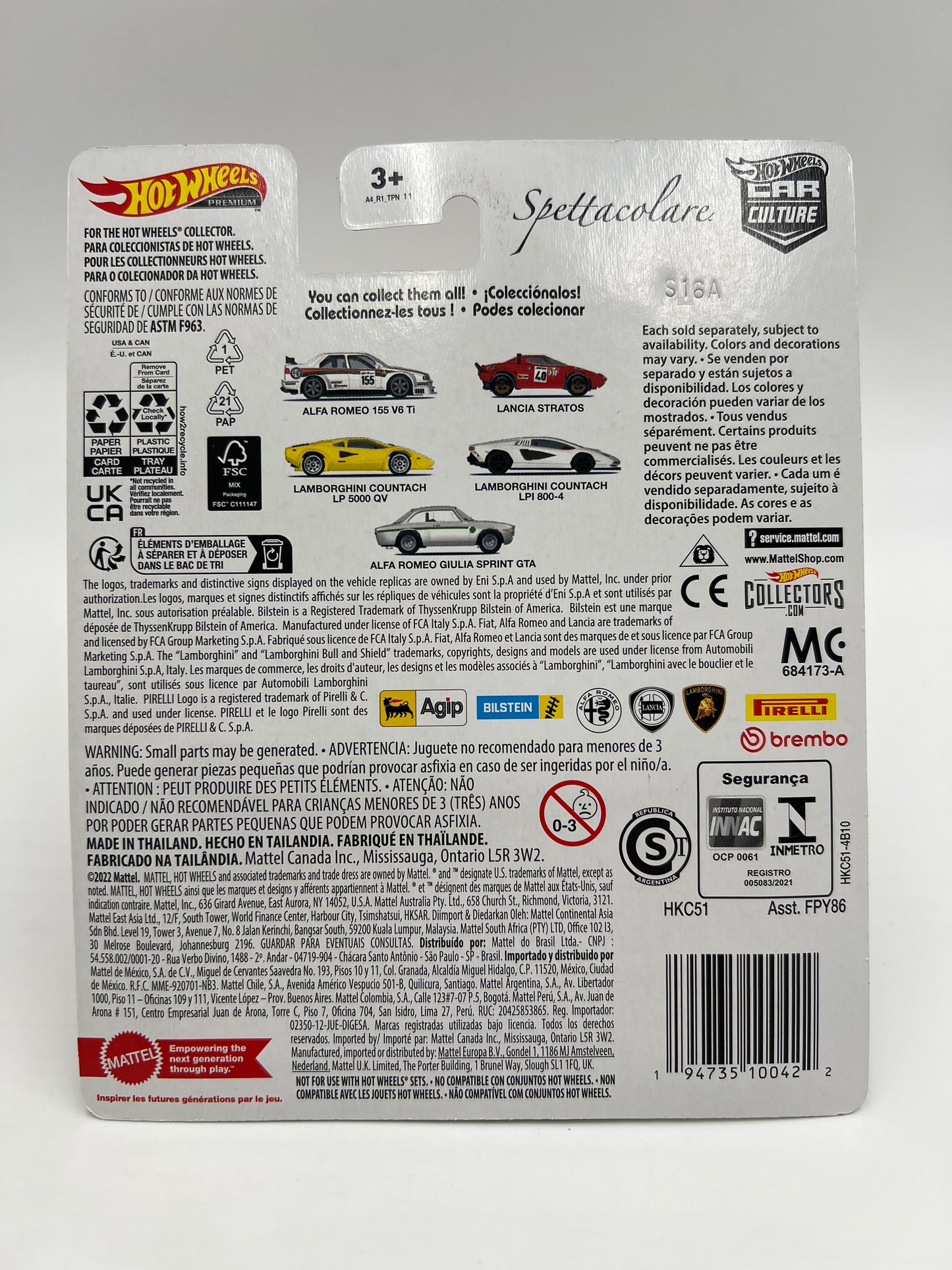 Hot Wheels Premium Car Culture Spettacolare CHASE #0 Lamborghini Countach LPI 800-4 Black W/Protector