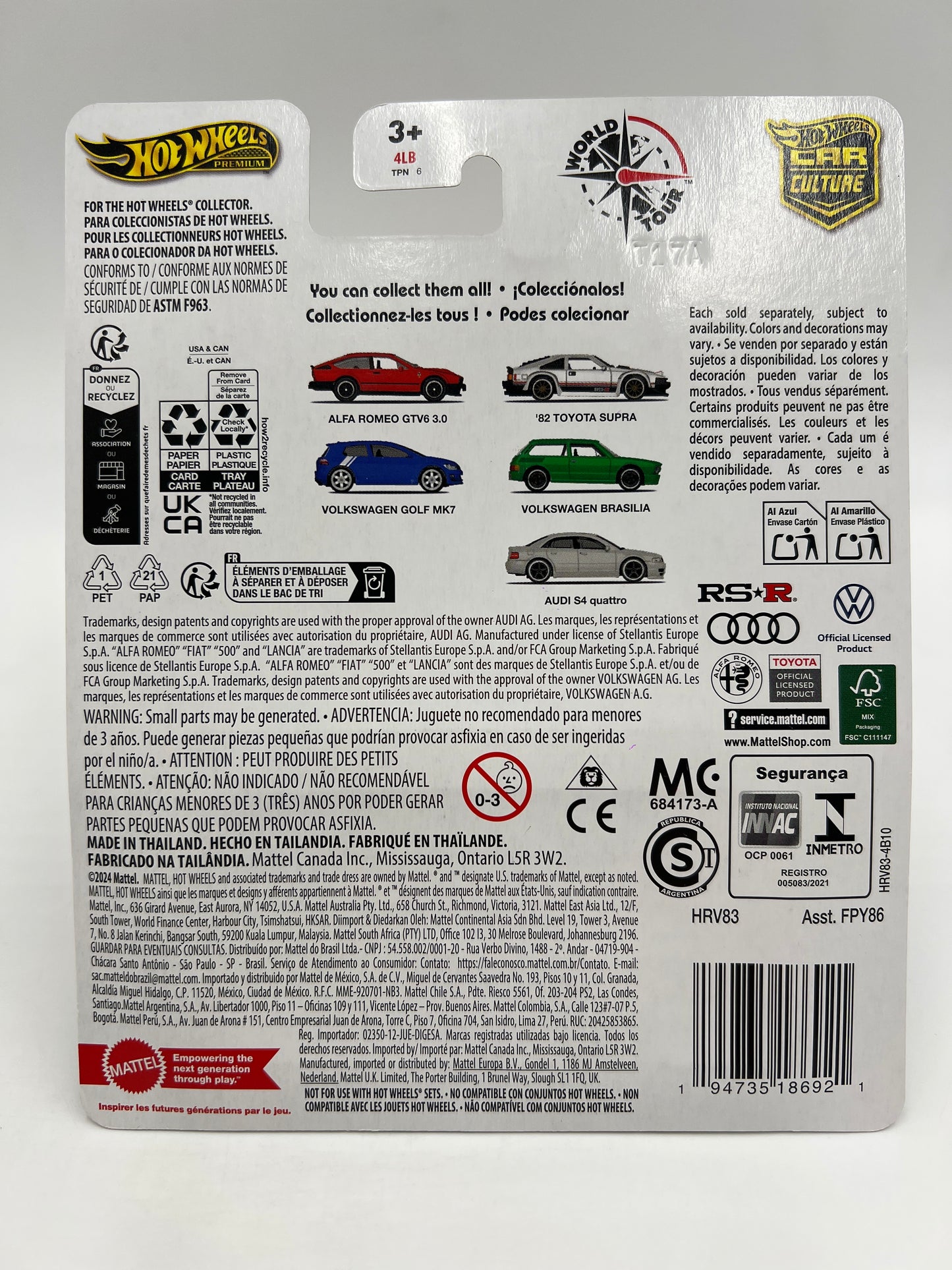 2024 Hot Wheels Premium World Tour Chase #0 Alfa Romeo GTV6 3.0 Black W/Protector