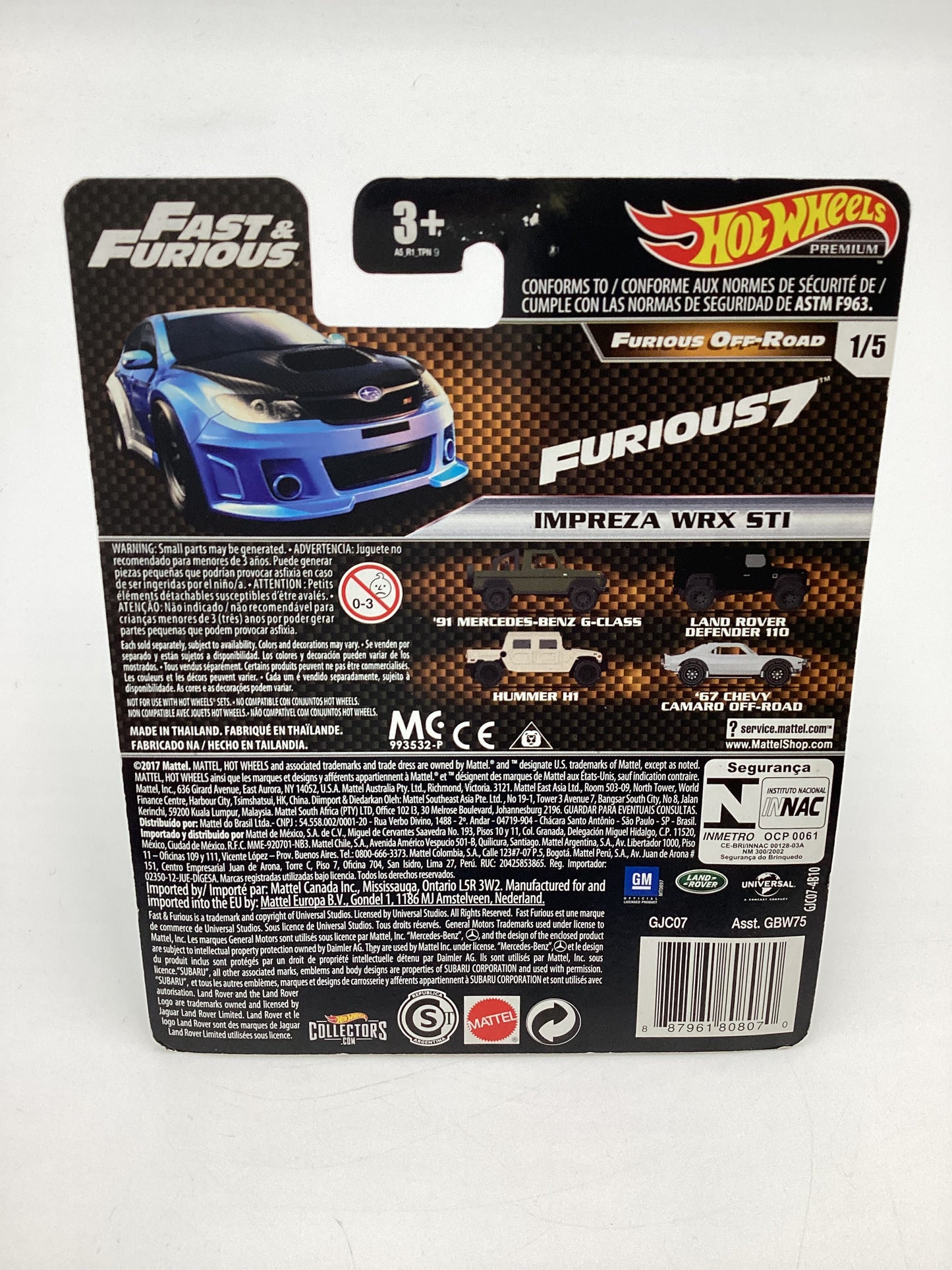 Hot Wheels Premium Fast & Furious Furious Off-Road #1 Impreza WRX STI Blue with protector