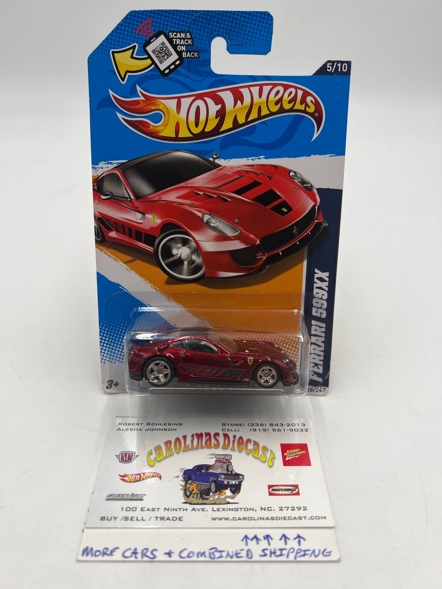 2012 Hot Wheels Super Treasure Hunt #125 Ferrari 599XX Red W/ Protector