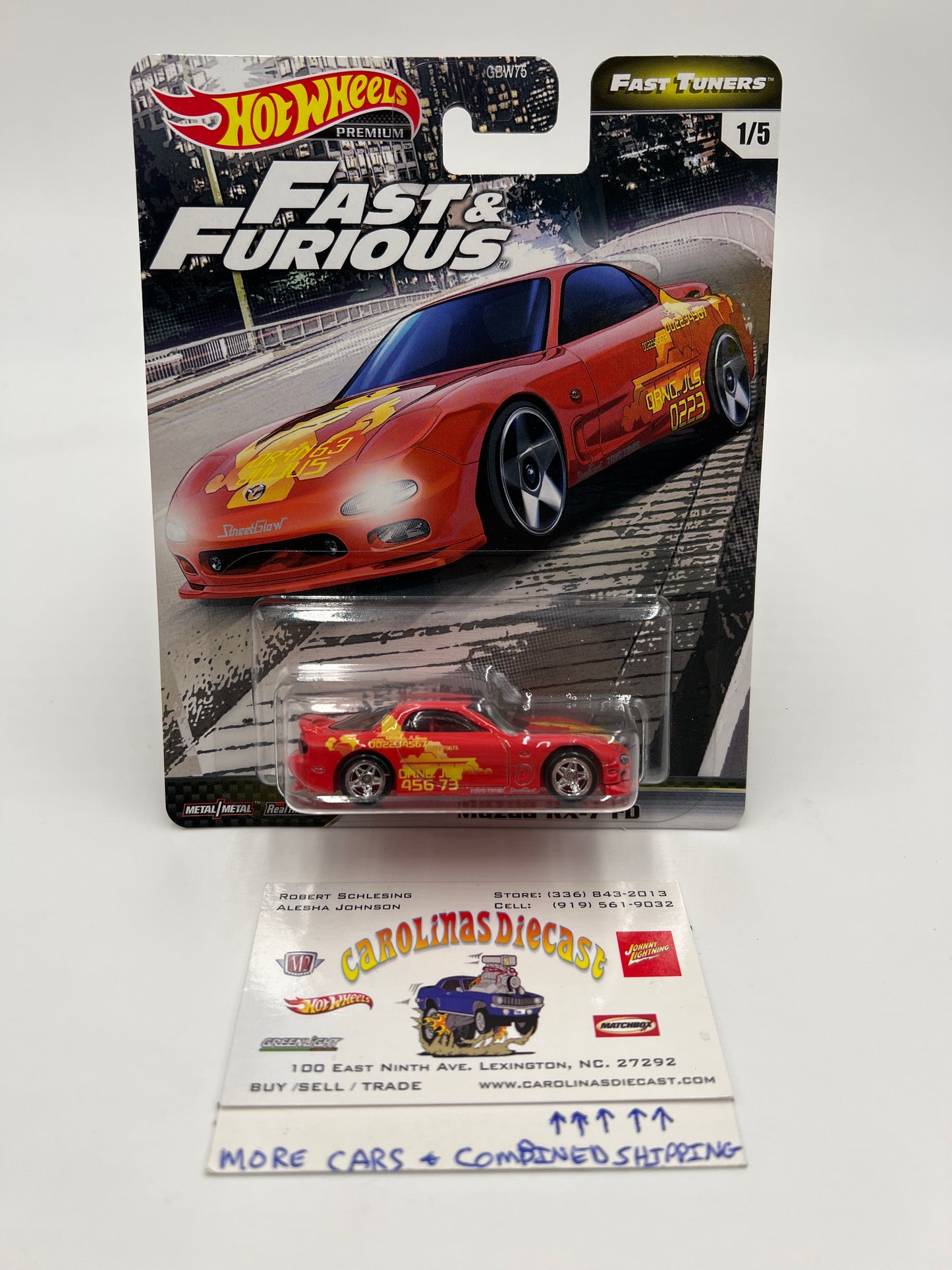 Hot Wheels Fast & Furious Fast Tuners #1 Mazda RX-7 FD Red W/Protector (2)