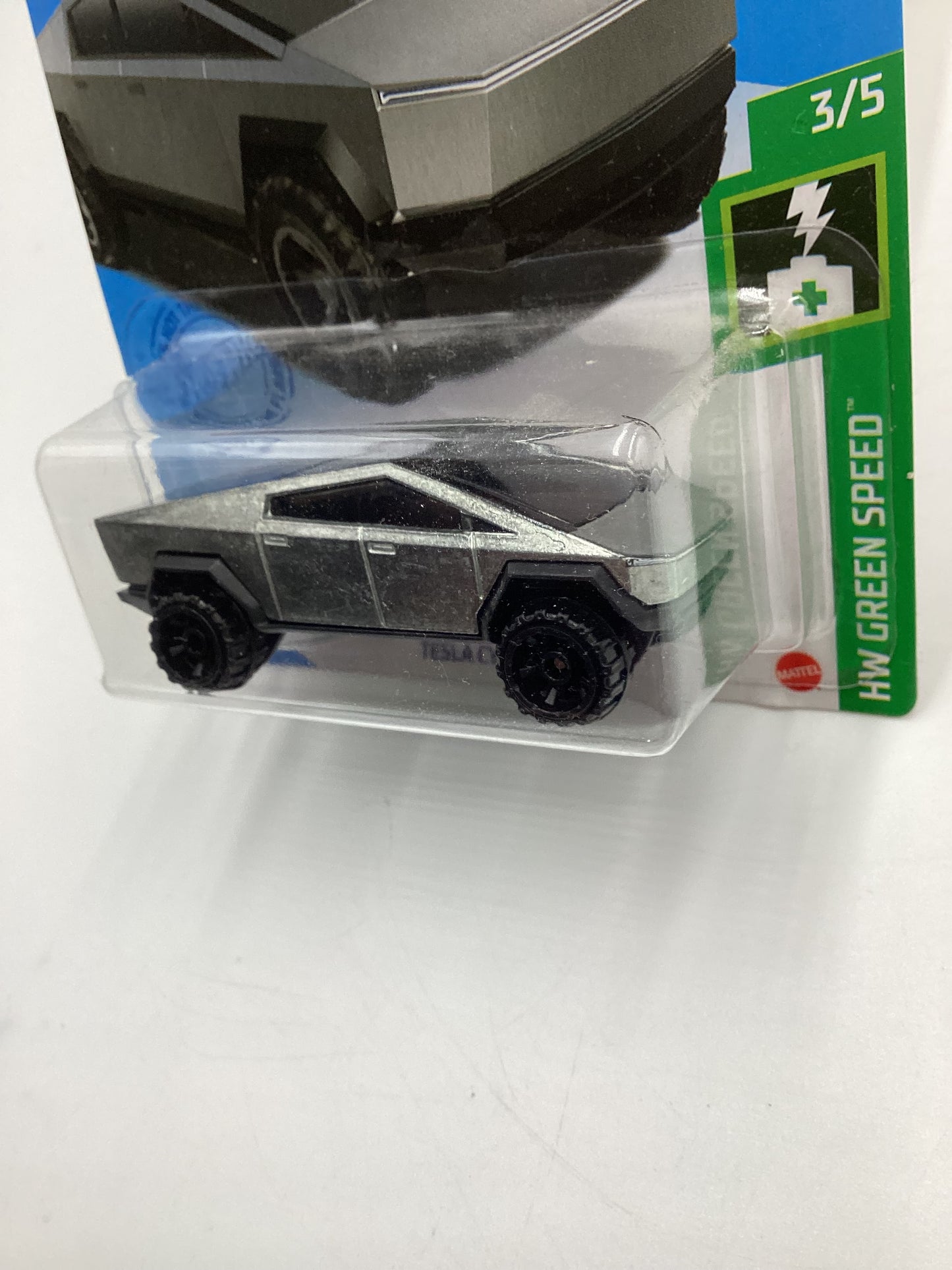 2022 Hot Wheels Green Speed #177 Tesla Cybertruck with protector