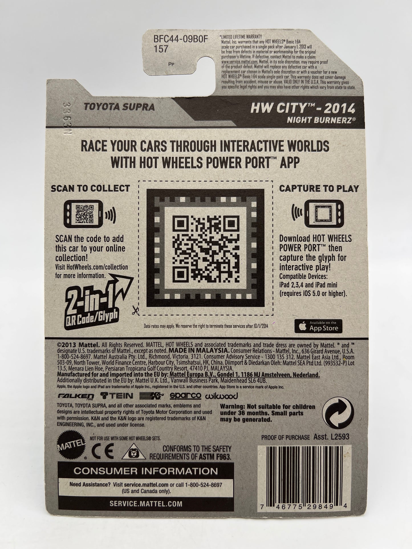 2014 Hot Wheels City #22 Toyota Supra Falken Blue/Green W/Protector