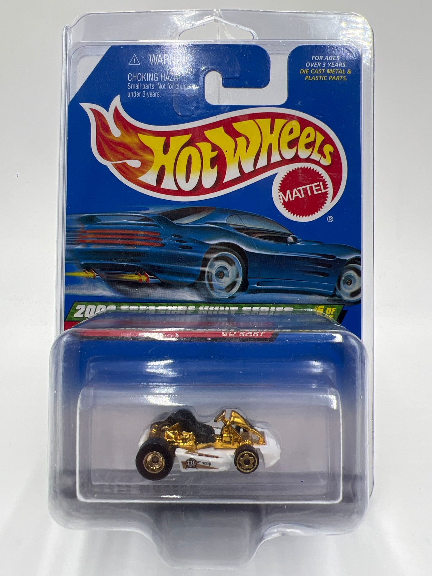 2000 Hot Wheels Treasure Hunt Real Riders Series #53 Go Kart White/Gold W/Protector