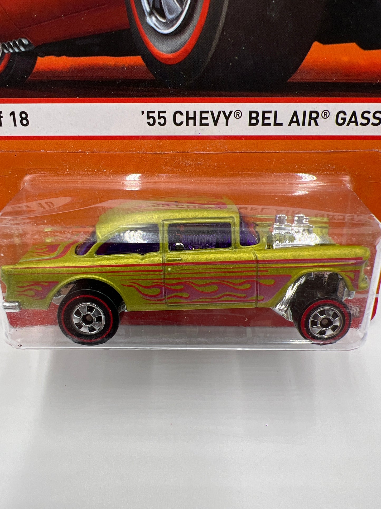 Hot Wheels Heritage Redline #5 55 Chevy Bel Air Gasser Green W/Protector