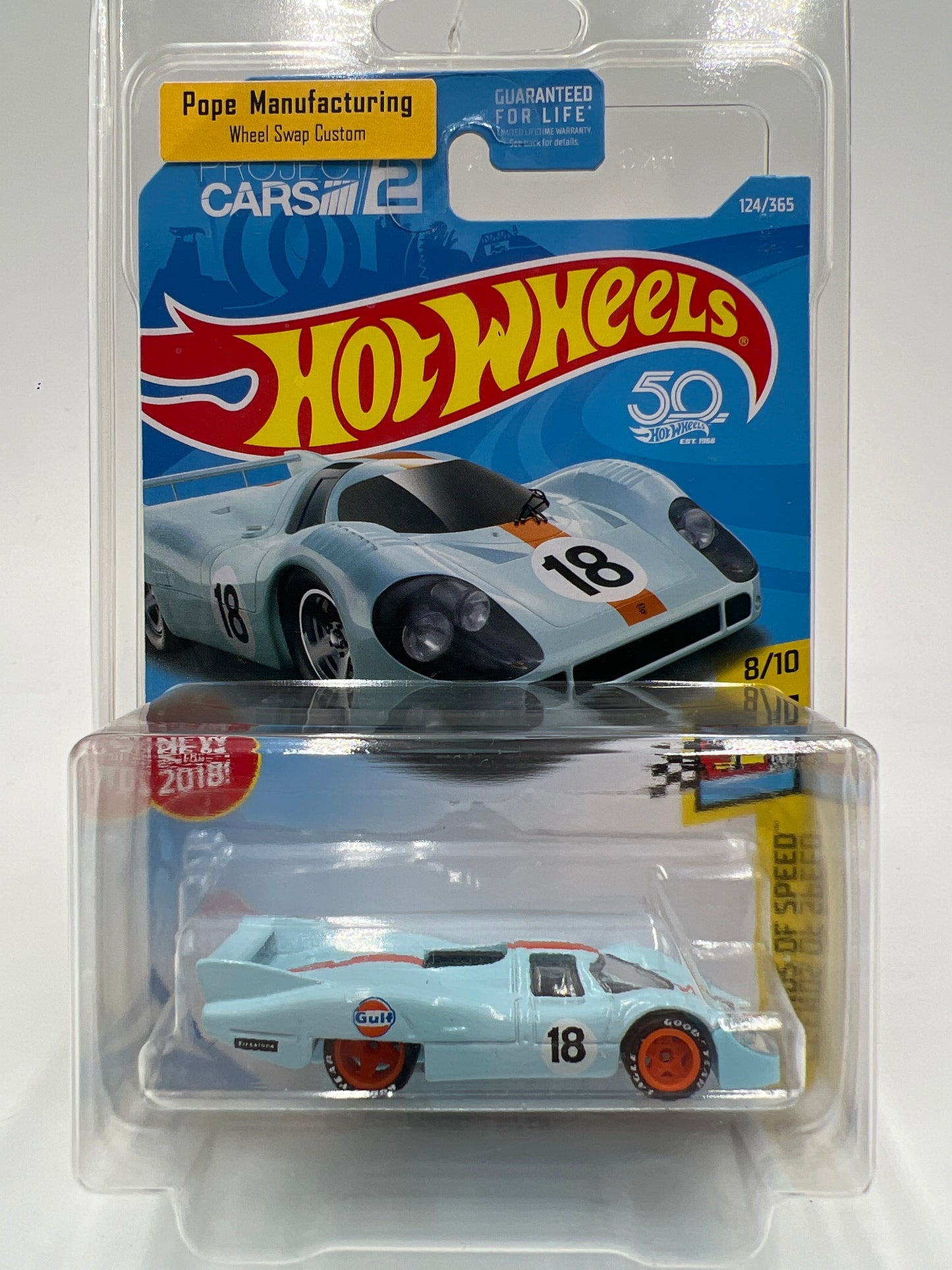 Hot Wheels Porsche 917 LH Blue Gulf Wheel Swap Custom On Card W/Protector SR