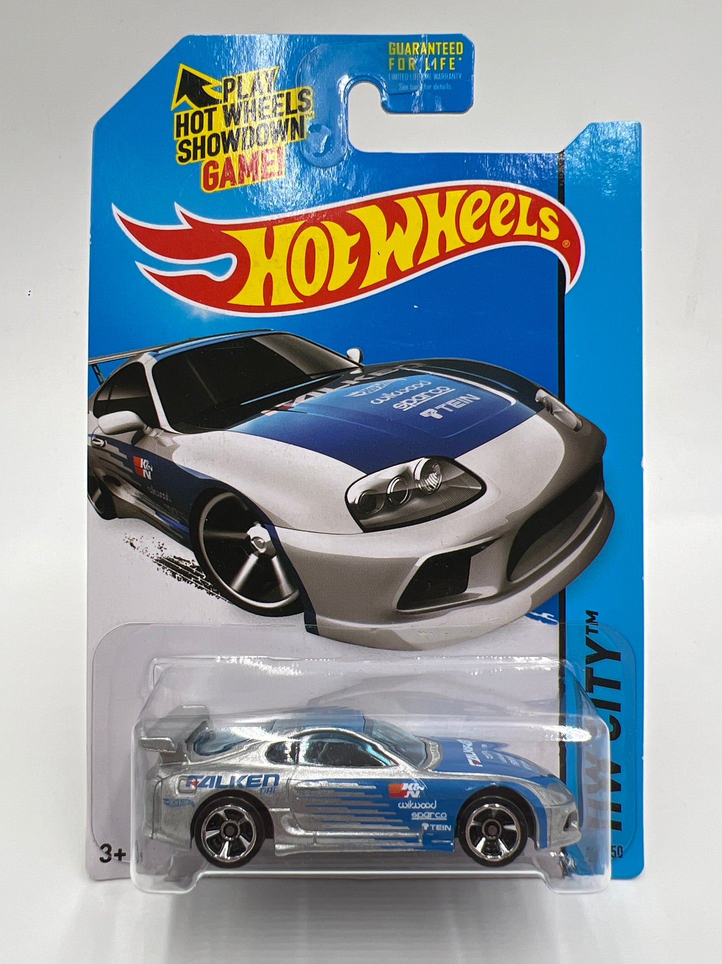 2015 Hot Wheels Kmart Exclusive #22 Toyota Supra Silver Falken W/Protector