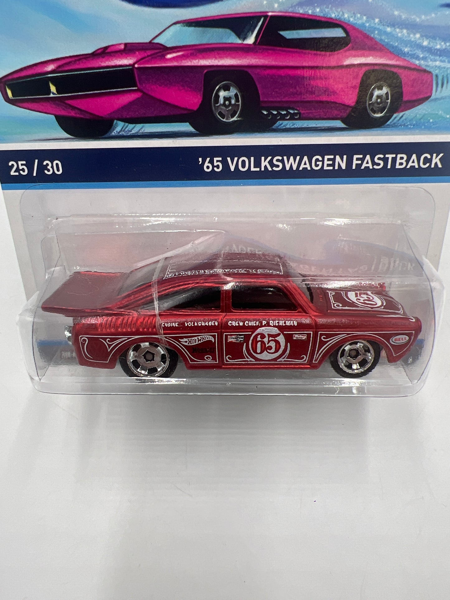 Hot Wheels Cool Classics #25 65 Volkswagen Fastback Red (Pink Car Card)