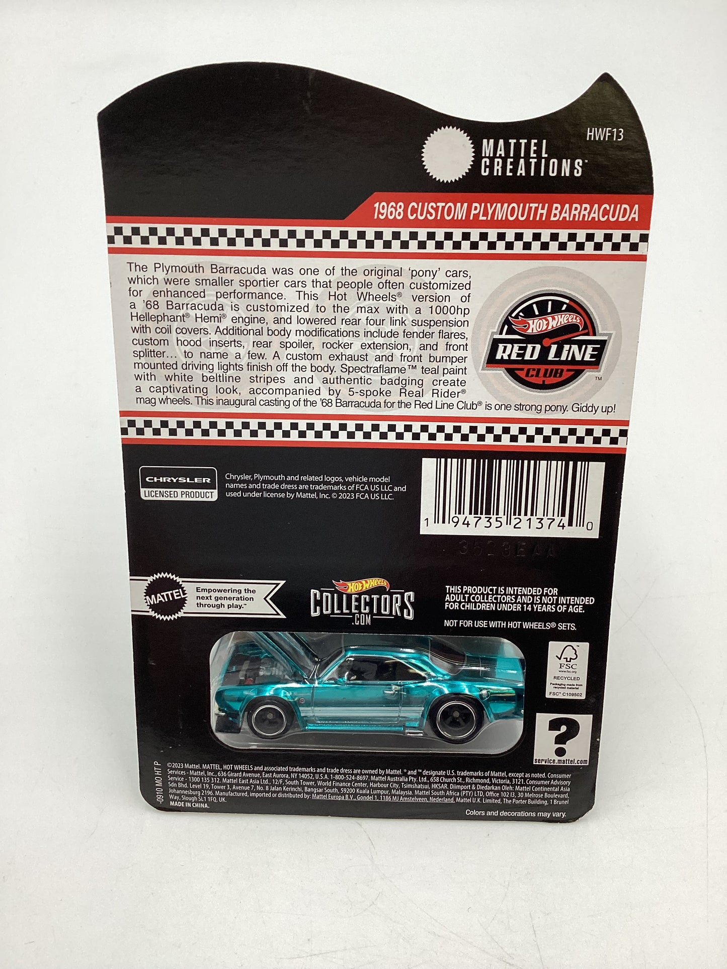 2024 Hot Wheels RLC 1968 Custom Plymouth Barracuda with protector