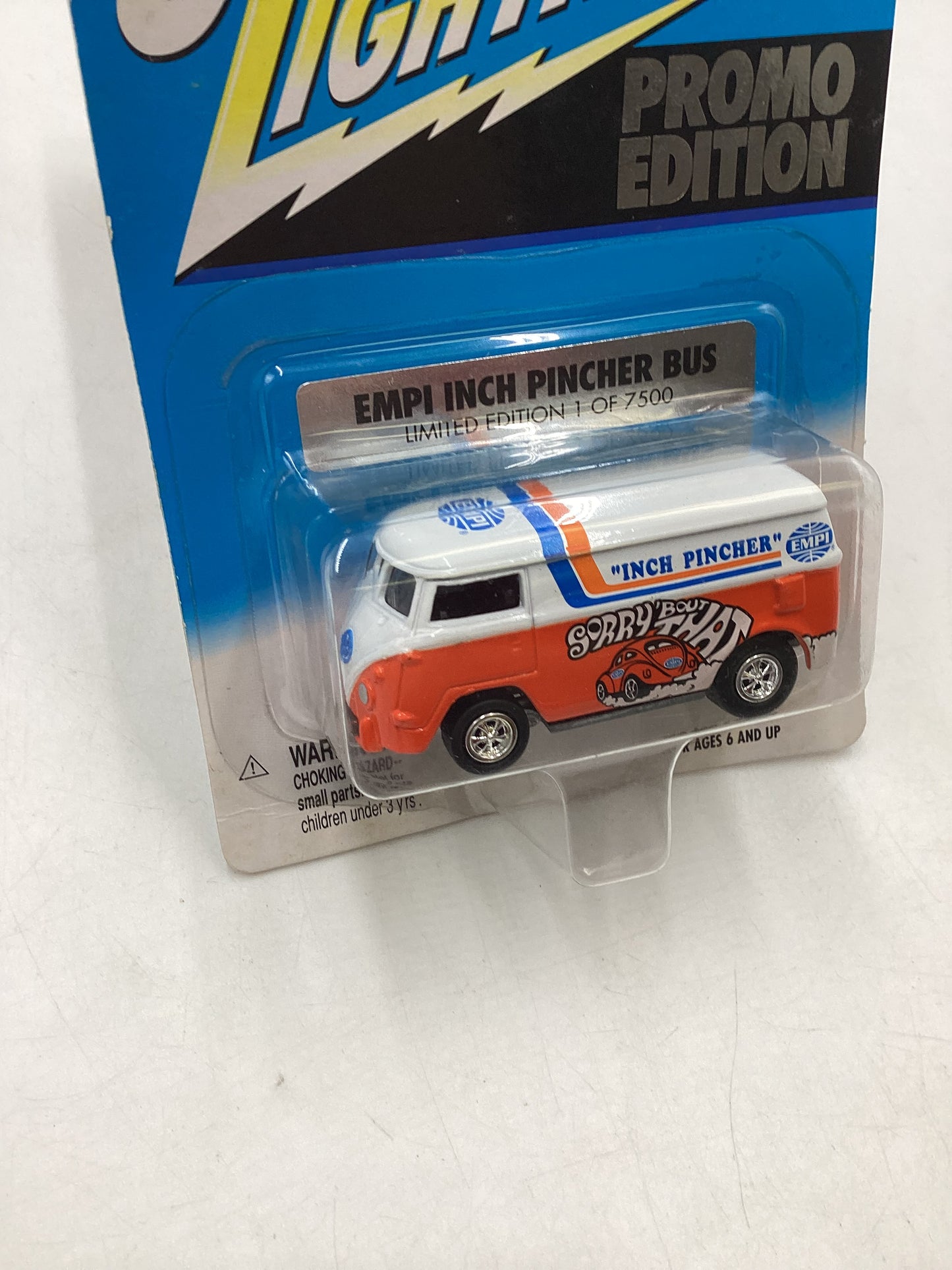 Johnny Lightning Liberty Promo Edition Empi Inch Pincher Bus with protector 1/7500 *Card is Warped*