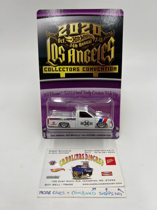 2020 Hot Wheels 34th Annual Collectors Convention #1155/6700 93 Nissan D21 Hard Body Custom White W/Protector
