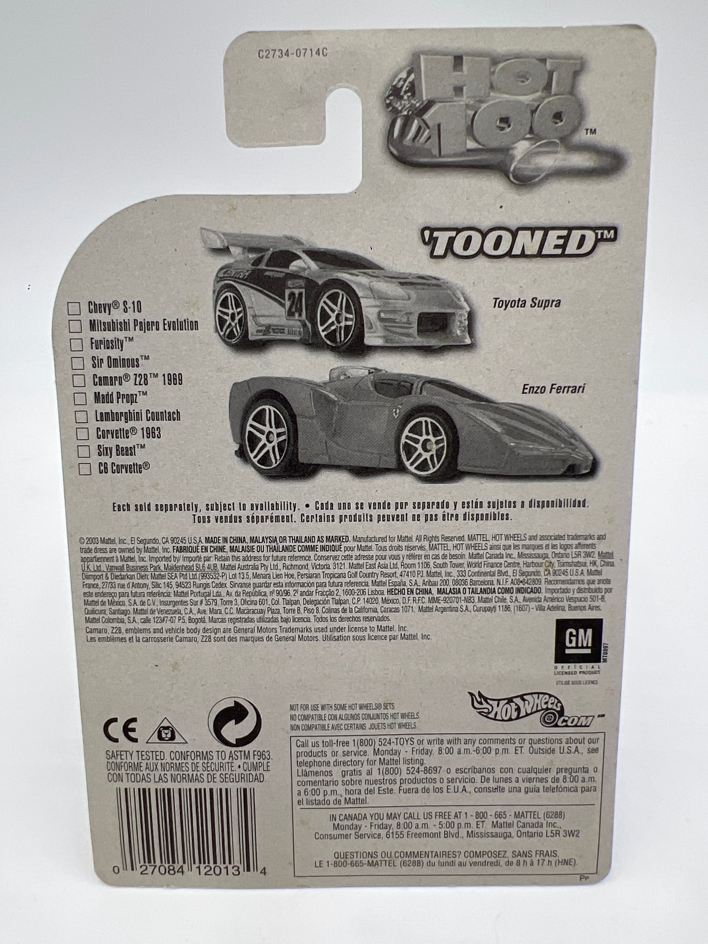 2004 Hot Wheels First Editions Zamac #071 Tooned Camaro Z28 1969 146A