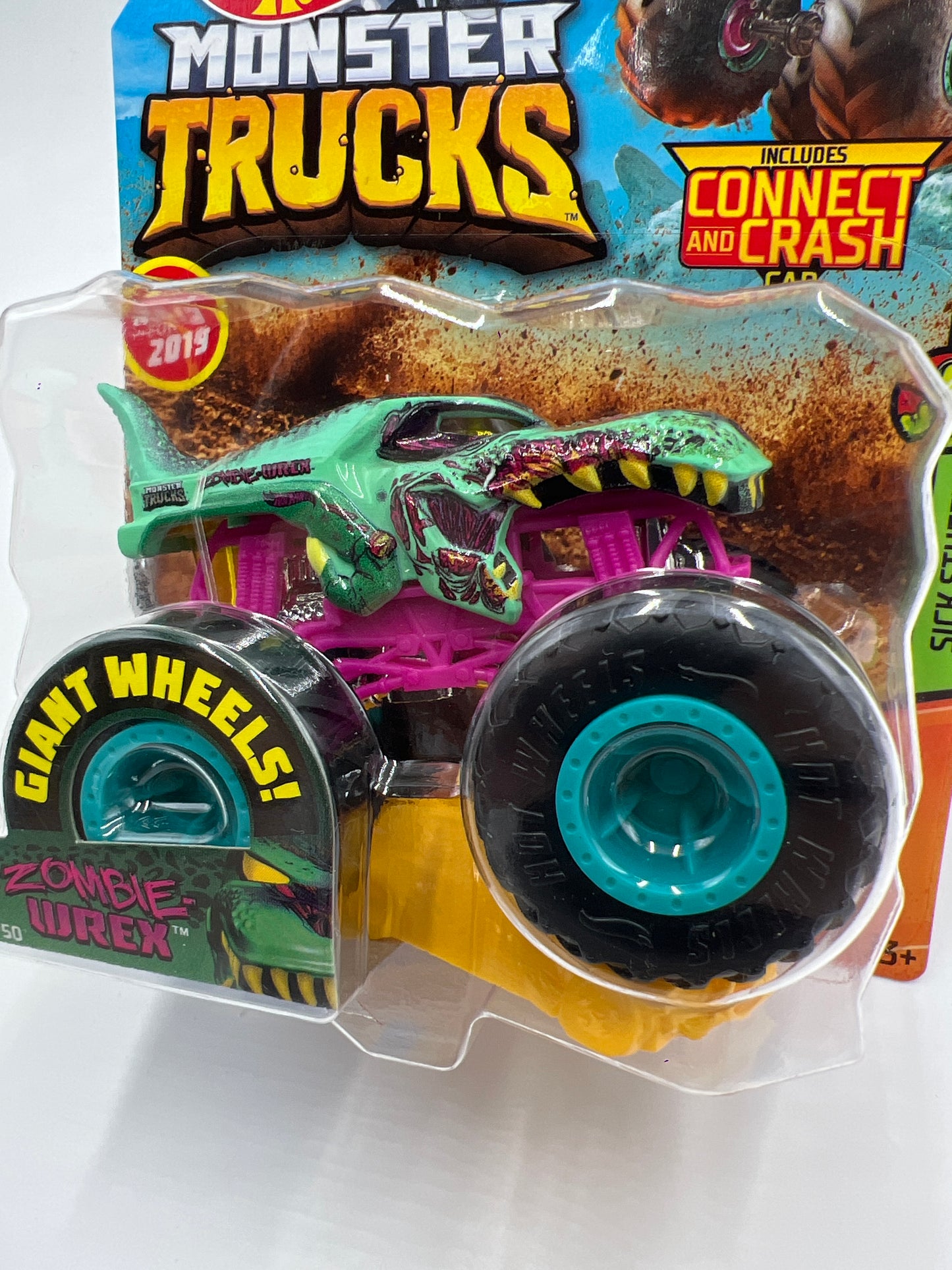 2019 Hot Wheels Monster Trucks Sick Stuff #4 Zombie-Wrex W/Protector