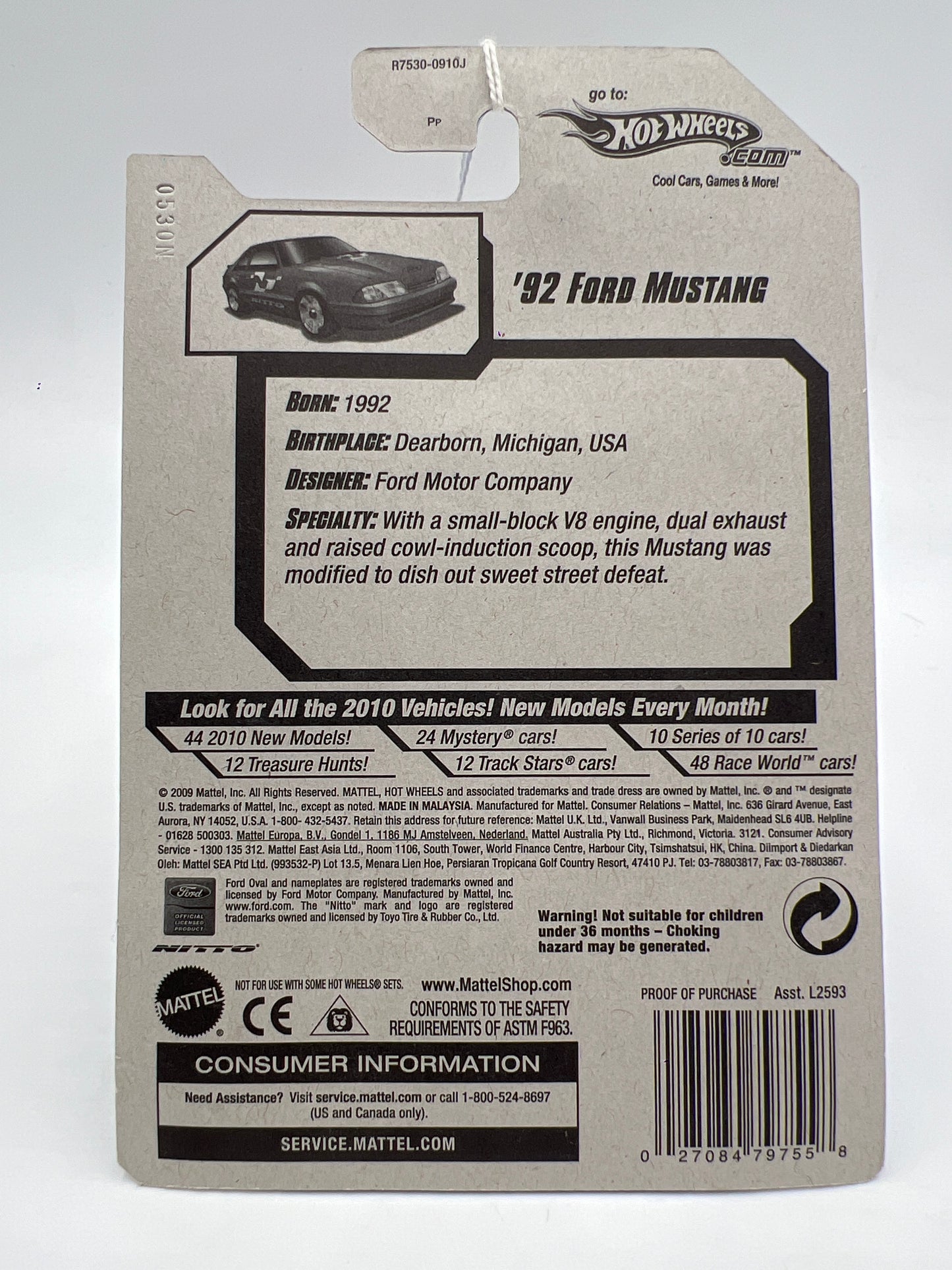 2010 Hot Wheels Performance #105 92 Ford Mustang Red 20A