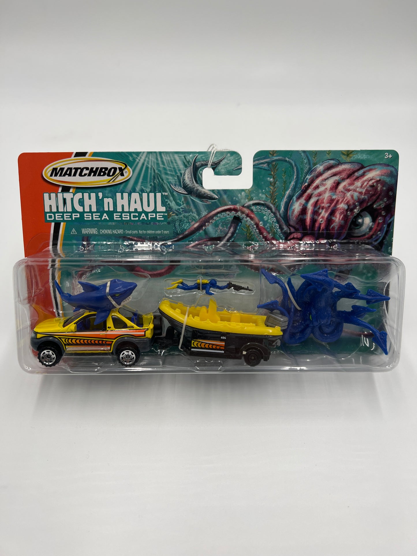 Matchbox Hitch N Haul Deep Sea Escape Land Rover Freelander & Raft Boat 168B