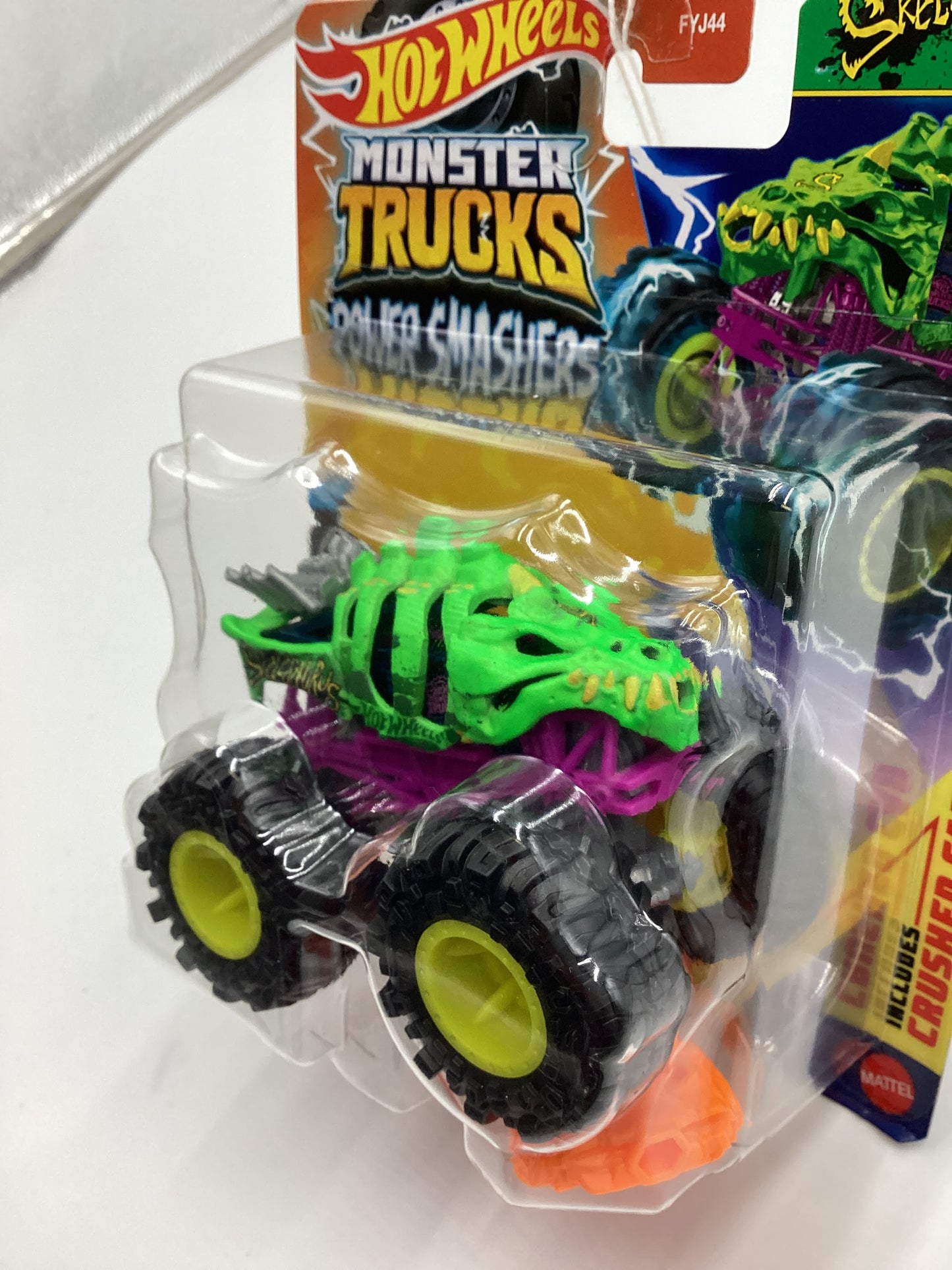 2024 Hot wheels Monster Trucks Power Smashers #1 Skelesaurus Green 133E