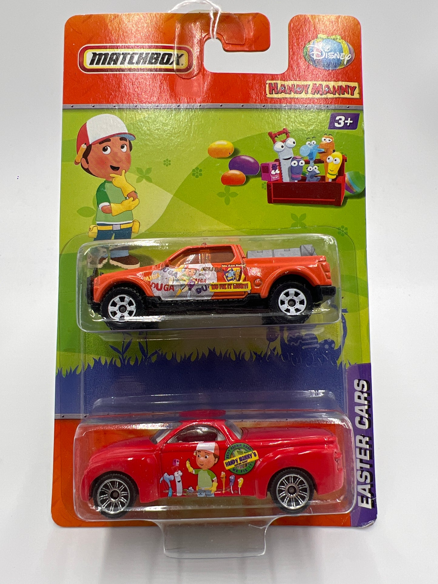 2009 Matchbox Disney 2 Pack Handy Mandy Easter Cars SSR (Cracked Blister) SR