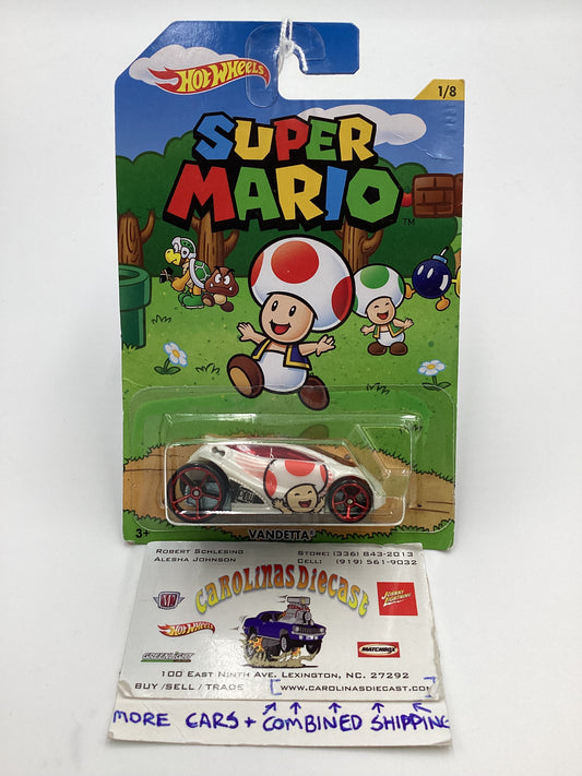 2016 Hot Wheels Super Mario #1 Vandetta White Toad 157A