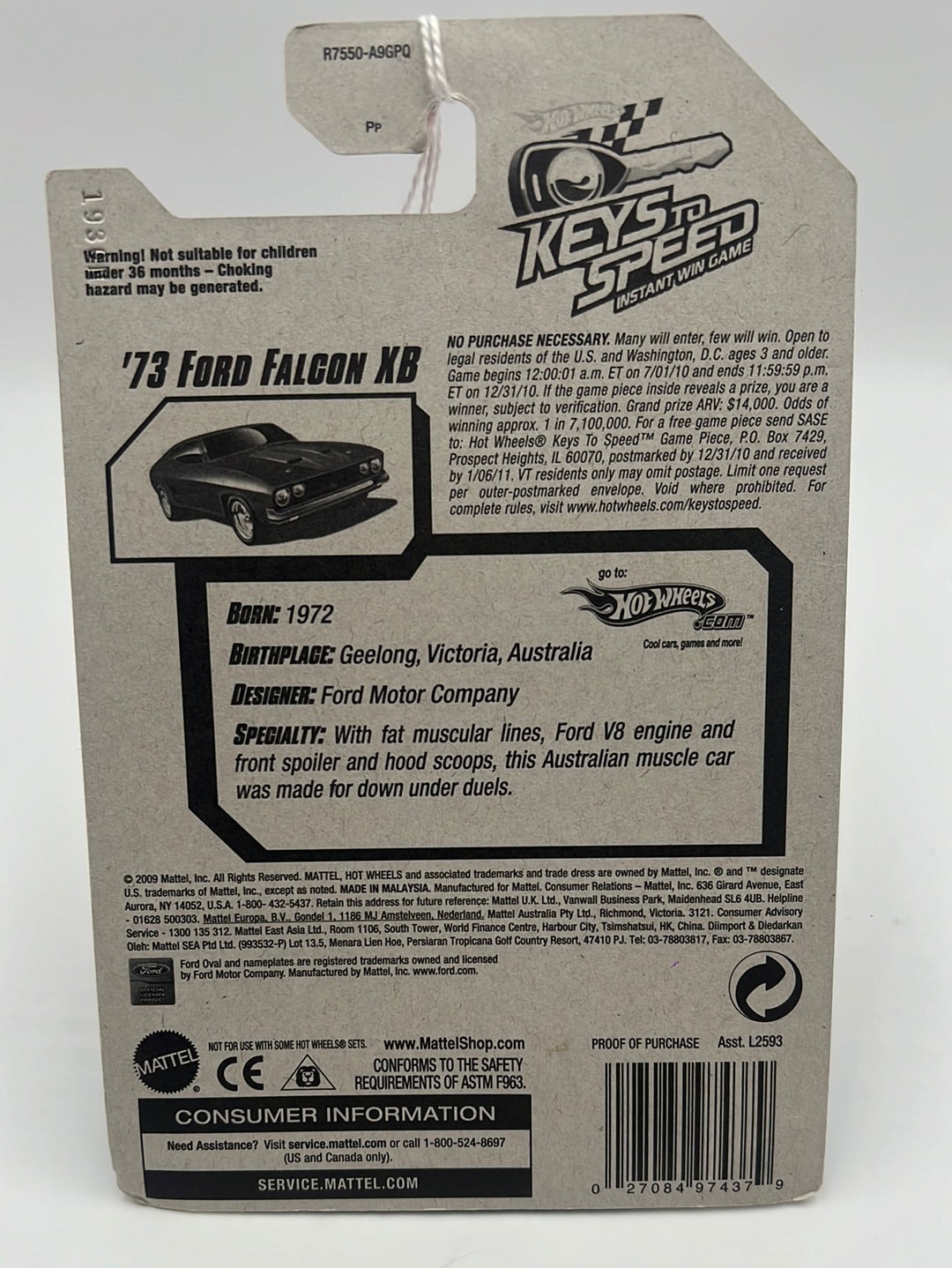 2010 Hot Wheels All Stars ‘73 Ford Falcon XB Blue Keys to Speed 125/240 25A