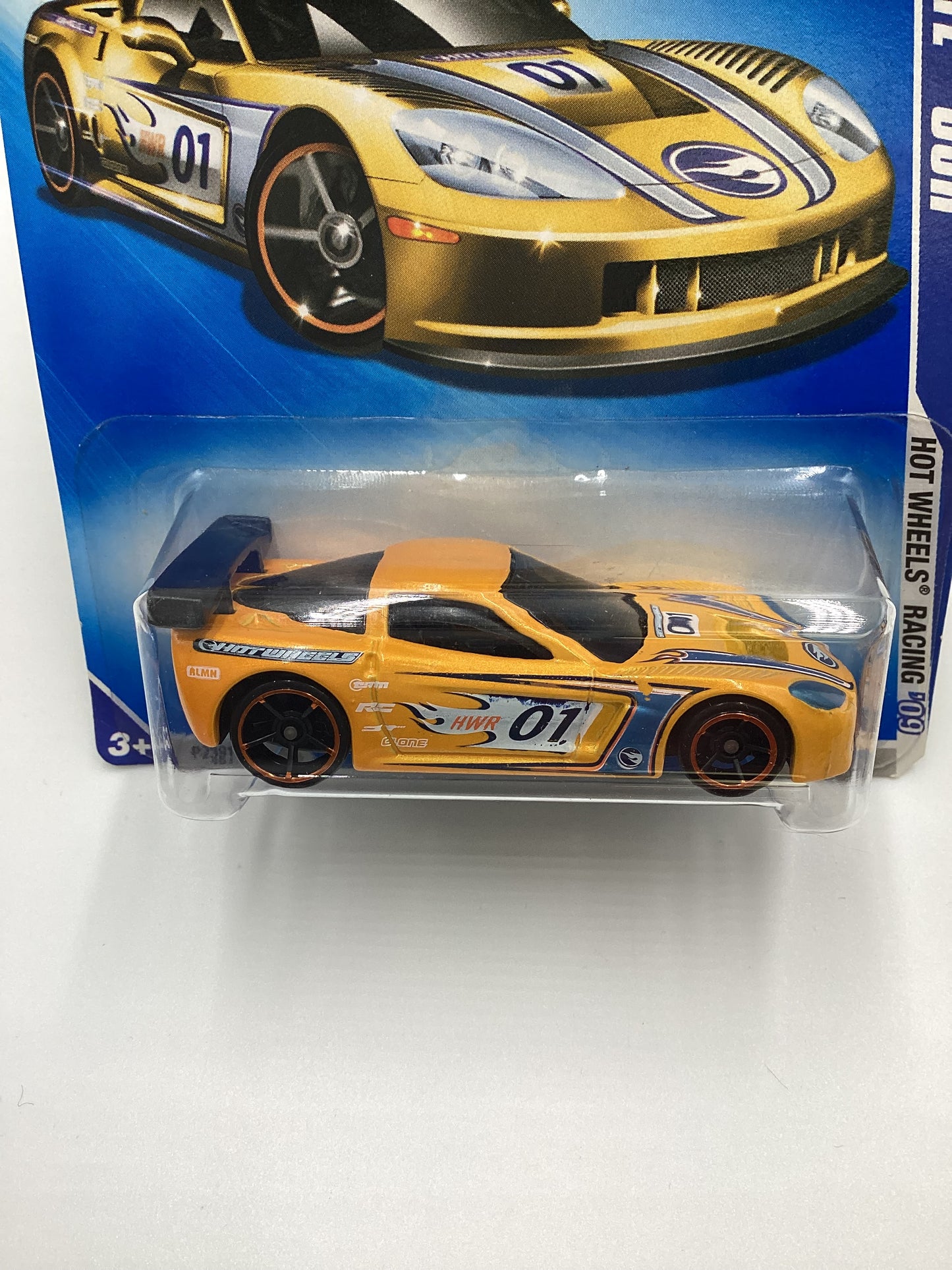 2009 Hot Wheels #071 Corvette C6R Yellow 14i